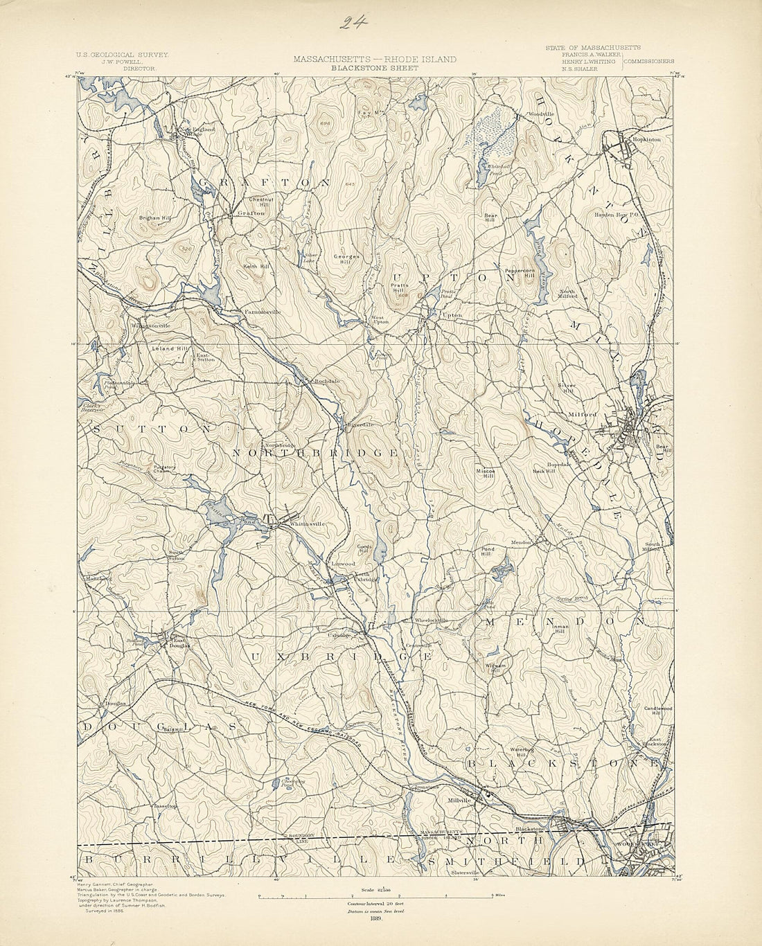 This old map of Massachusetts - Rhode Island, Blackstone Sheet from Atlas of Massachusetts, 1884-from 1890 from 1890 was created by Massachusetts. Topographical Survey Commission in 1890