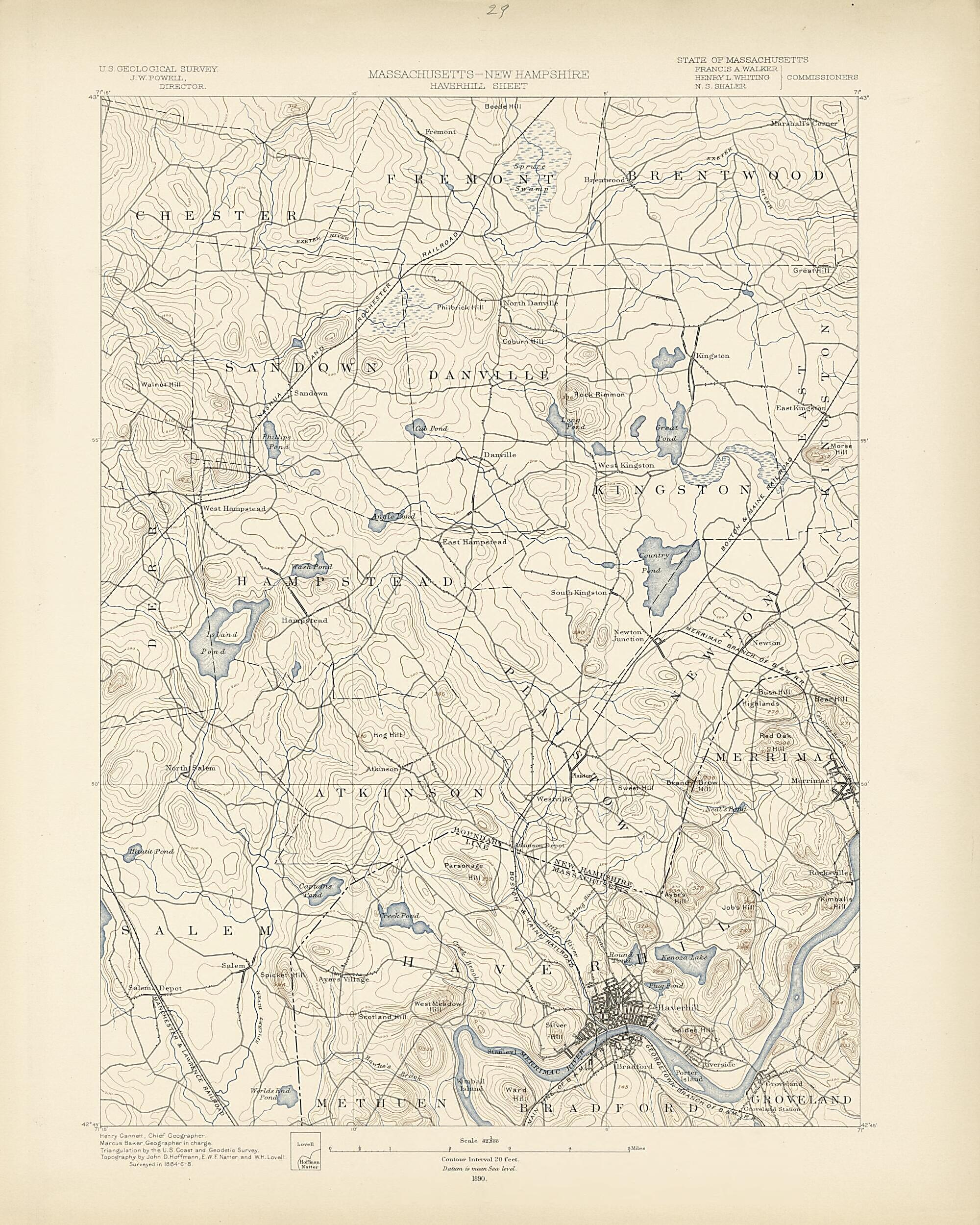 This old map of Massachusetts - New Hampshire, Haverhill Sheet from Atlas of Massachusetts, 1884-from 1890 from 1890 was created by Massachusetts. Topographical Survey Commission in 1890