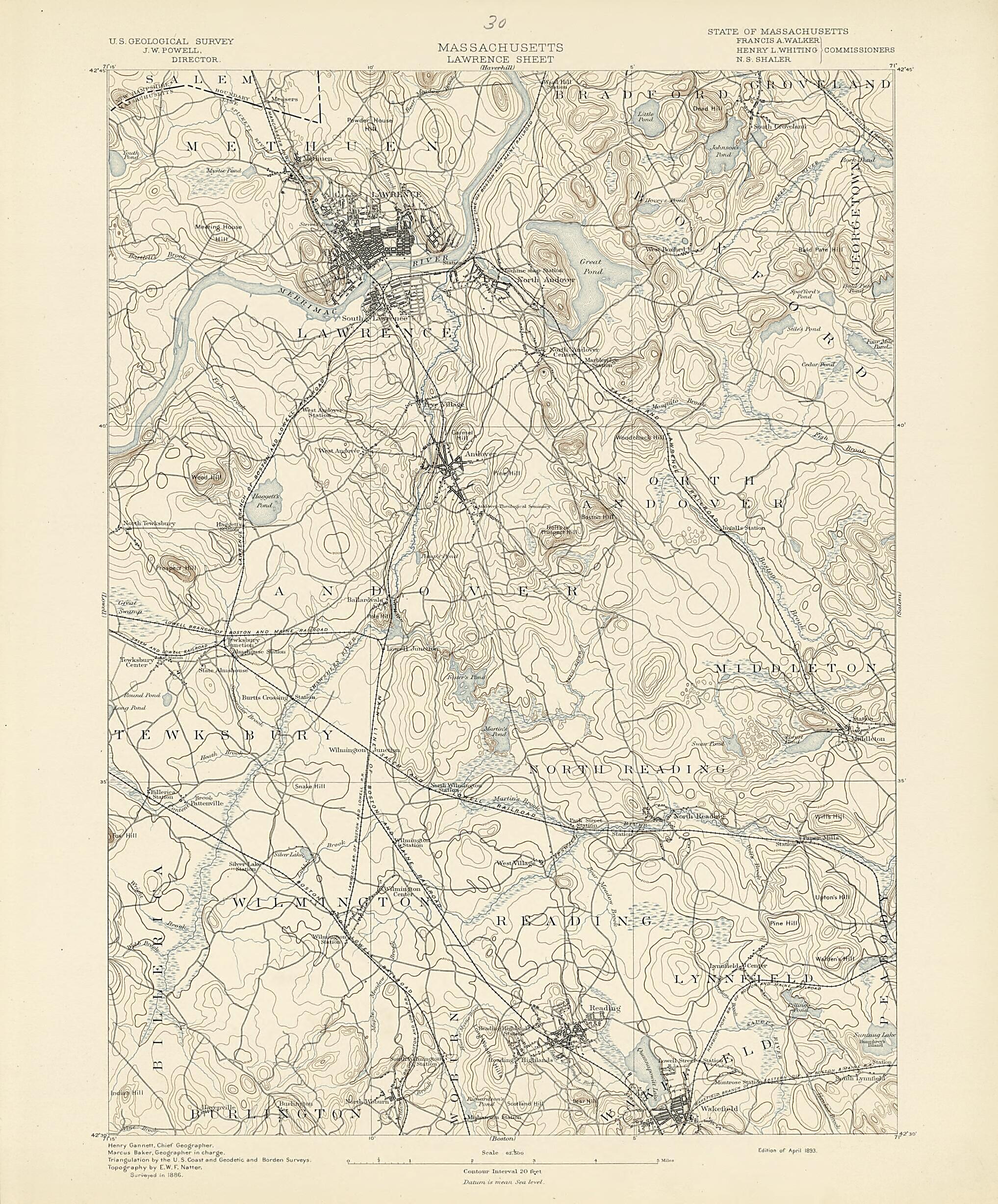 This old map of Massachusetts, Lawrence Sheet from Atlas of Massachusetts, 1884-from 1890 from 1890 was created by Massachusetts. Topographical Survey Commission in 1890