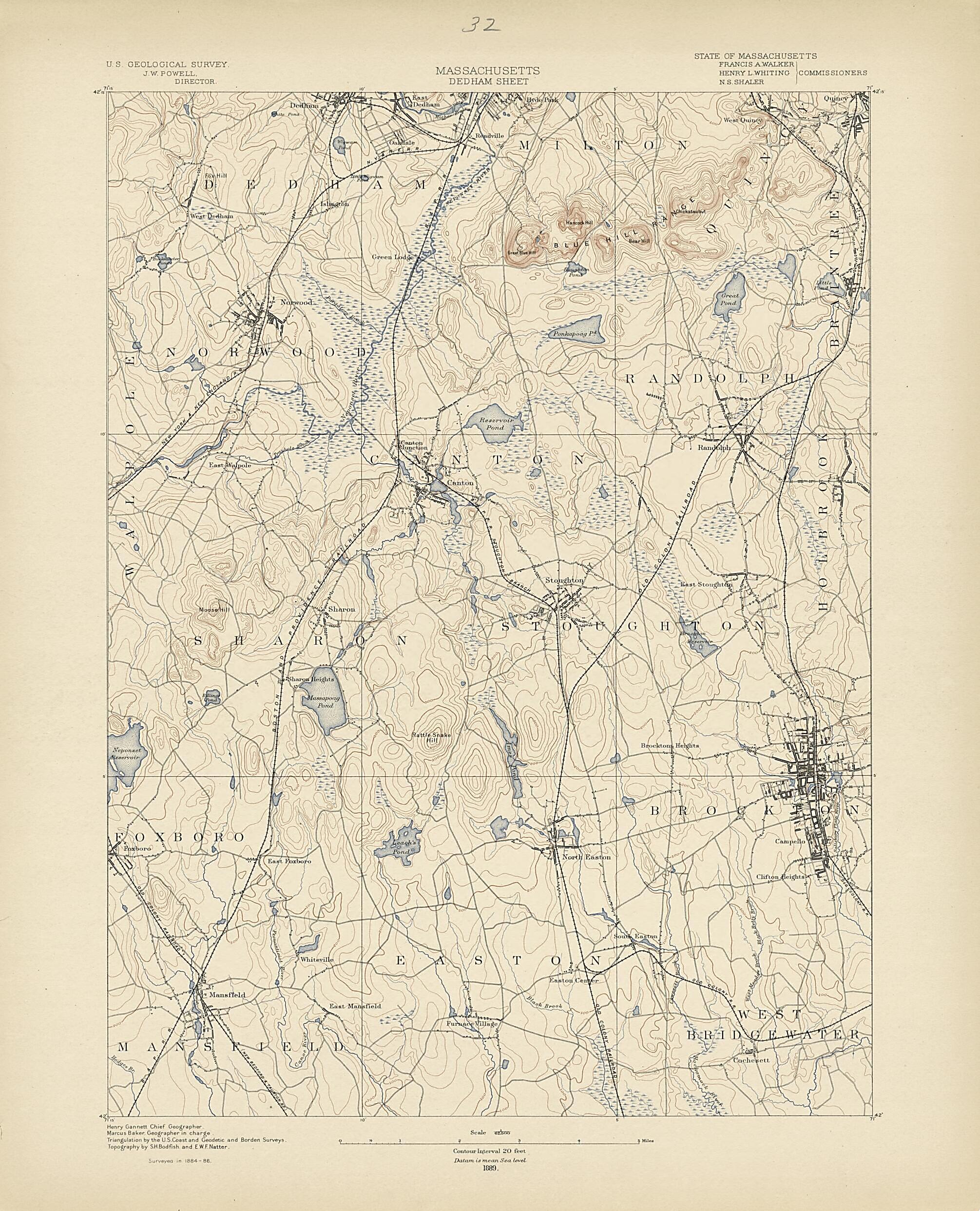 This old map of Massachusetts, Dedham Sheet from Atlas of Massachusetts, 1884-from 1890 from 1890 was created by Massachusetts. Topographical Survey Commission in 1890