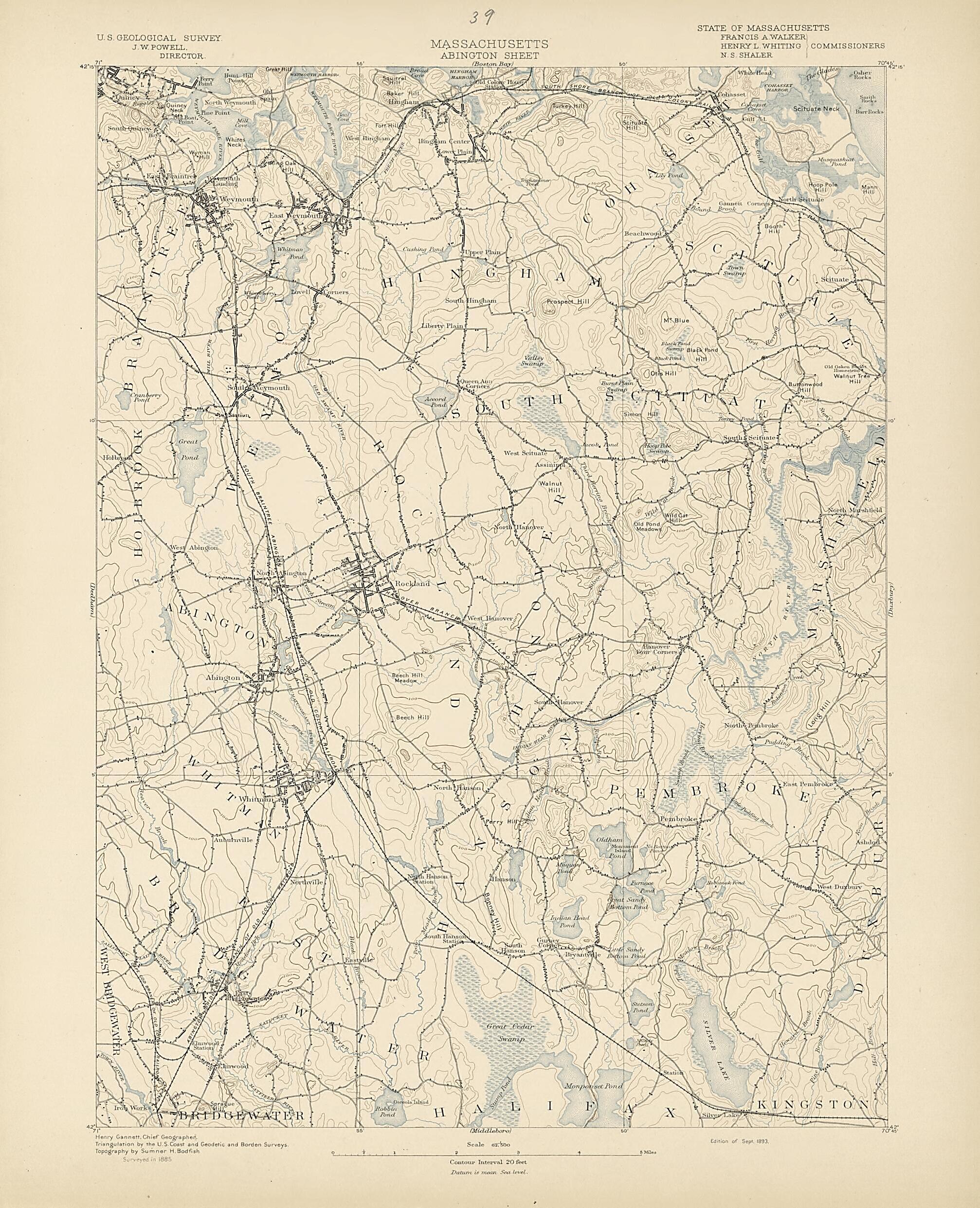 This old map of Massachusetts - Abington Sheet from Atlas of Massachusetts, 1884-from 1890 from 1890 was created by Massachusetts. Topographical Survey Commission in 1890