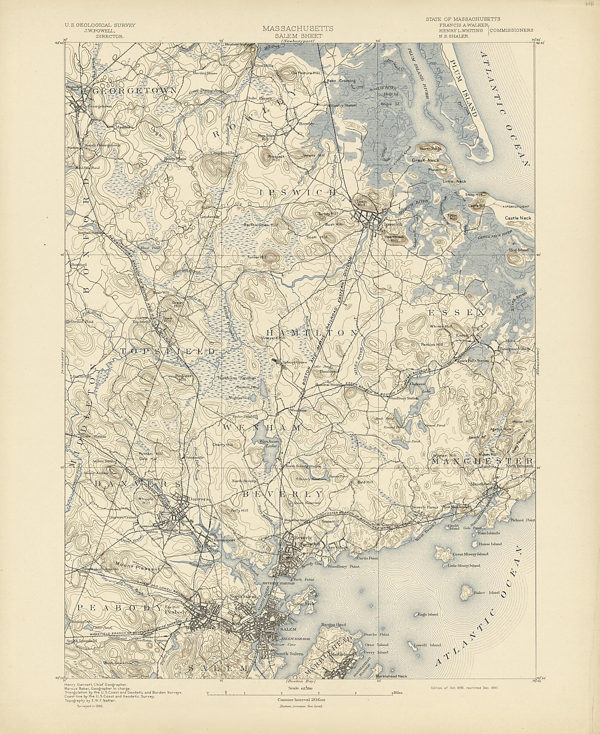 This old map of Massachusetts - Salem Sheet from Atlas of Massachusetts, 1884-from 1890 from 1890 was created by Massachusetts. Topographical Survey Commission in 1890
