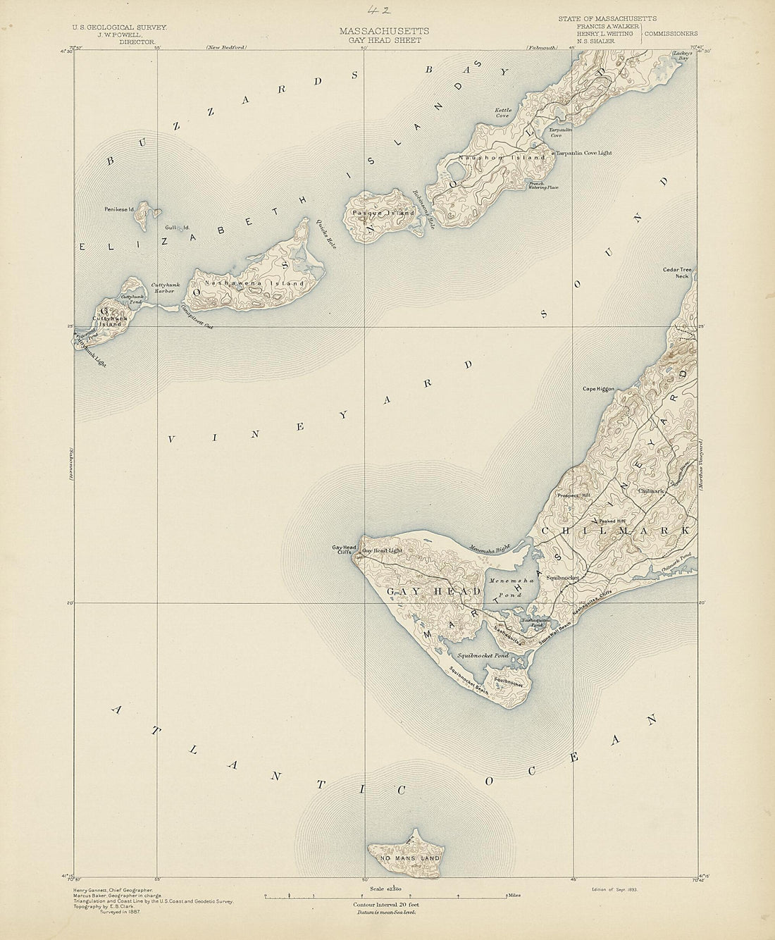 This old map of Massachusetts - Gay Head Sheet from Atlas of Massachusetts, 1884-from 1890 from 1890 was created by Massachusetts. Topographical Survey Commission in 1890