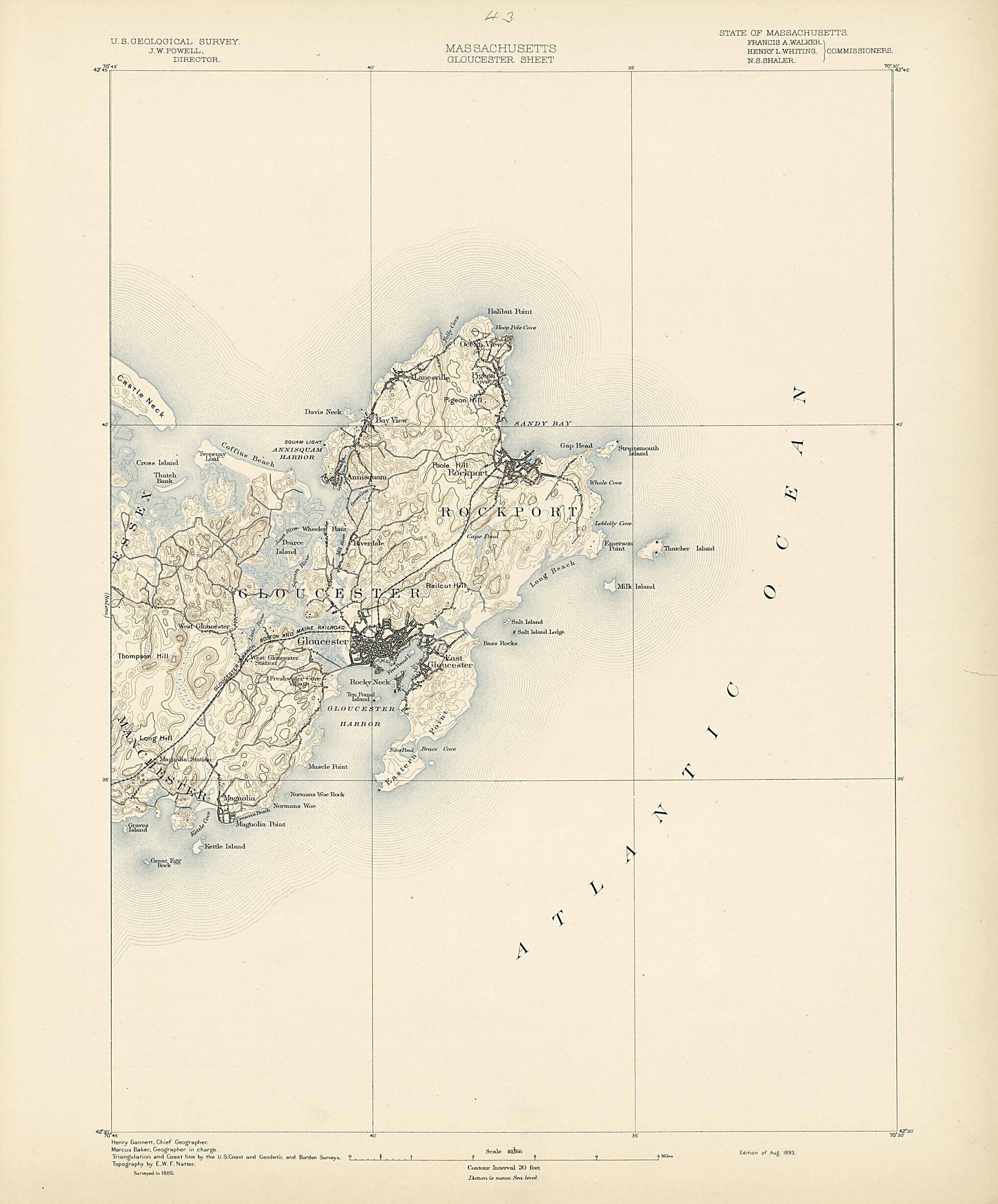 This old map of Massachusetts - Gloucester Sheet from Atlas of Massachusetts, 1884-from 1890 from 1890 was created by Massachusetts. Topographical Survey Commission in 1890