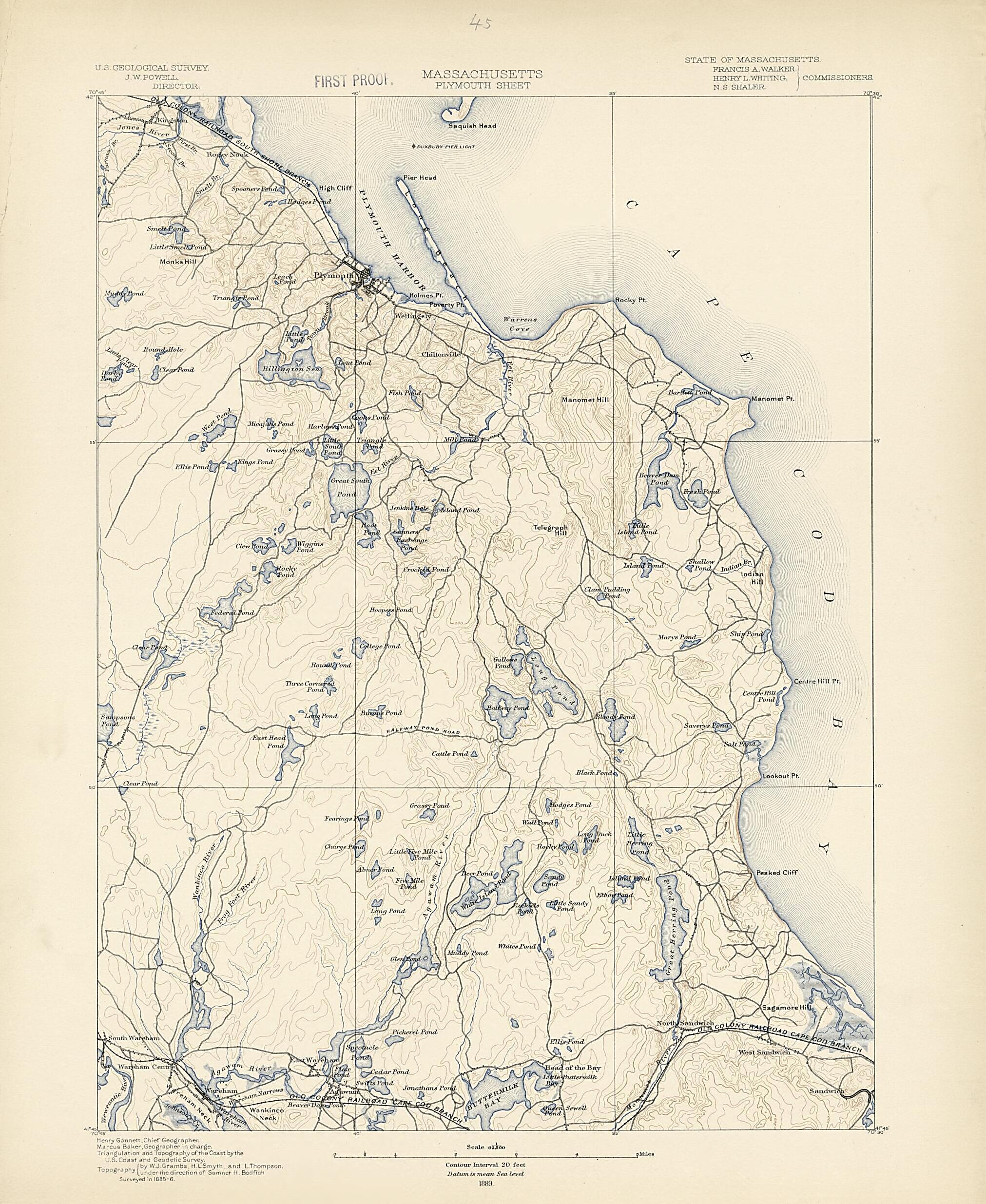This old map of Massachusetts - Plymouth Sheet from Atlas of Massachusetts, 1884-from 1890 from 1890 was created by Massachusetts. Topographical Survey Commission in 1890