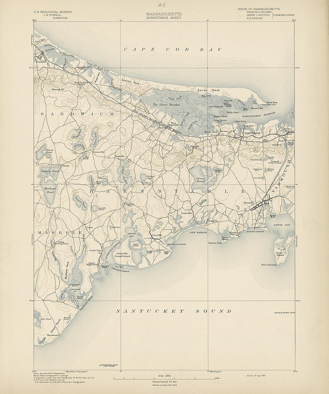 This old map of Massachusetts - Barnstable Sheet from Atlas of Massachusetts, 1884-from 1890 from 1890 was created by Massachusetts. Topographical Survey Commission in 1890