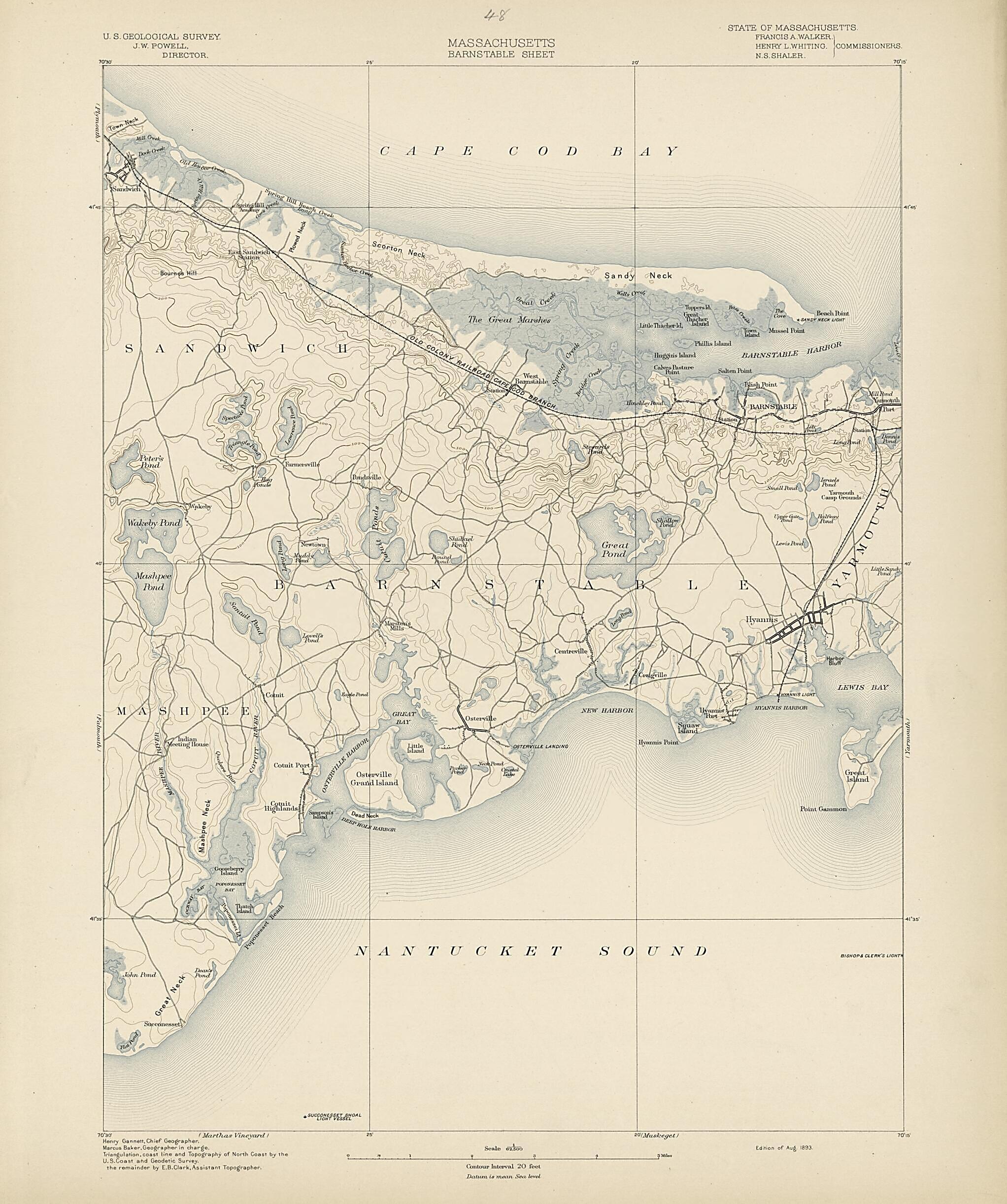 This old map of Massachusetts - Barnstable Sheet from Atlas of Massachusetts, 1884-from 1890 from 1890 was created by Massachusetts. Topographical Survey Commission in 1890