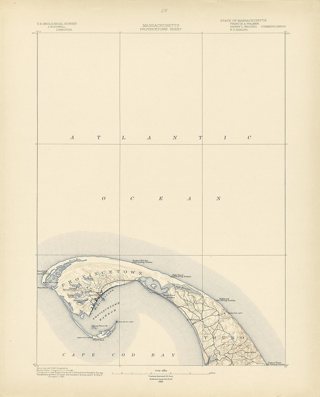 This old map of Massachusetts - Provincetown Sheet from Atlas of Massachusetts, 1884-from 1890 from 1890 was created by Massachusetts. Topographical Survey Commission in 1890