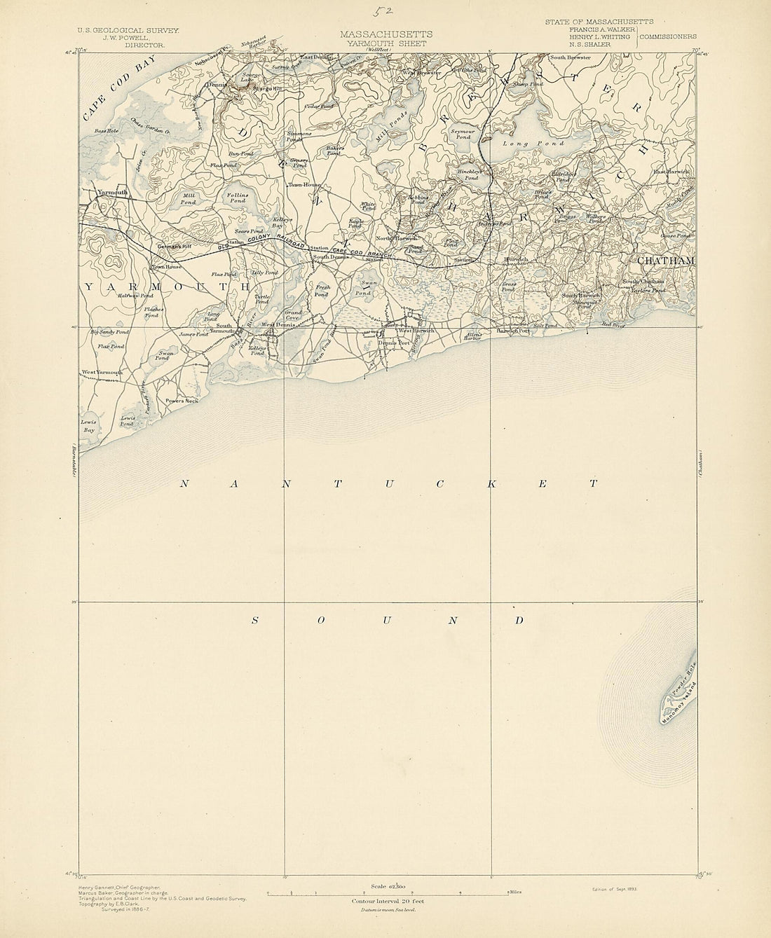 This old map of Massachusetts - Yarmouth Sheet from Atlas of Massachusetts, 1884-from 1890 from 1890 was created by Massachusetts. Topographical Survey Commission in 1890