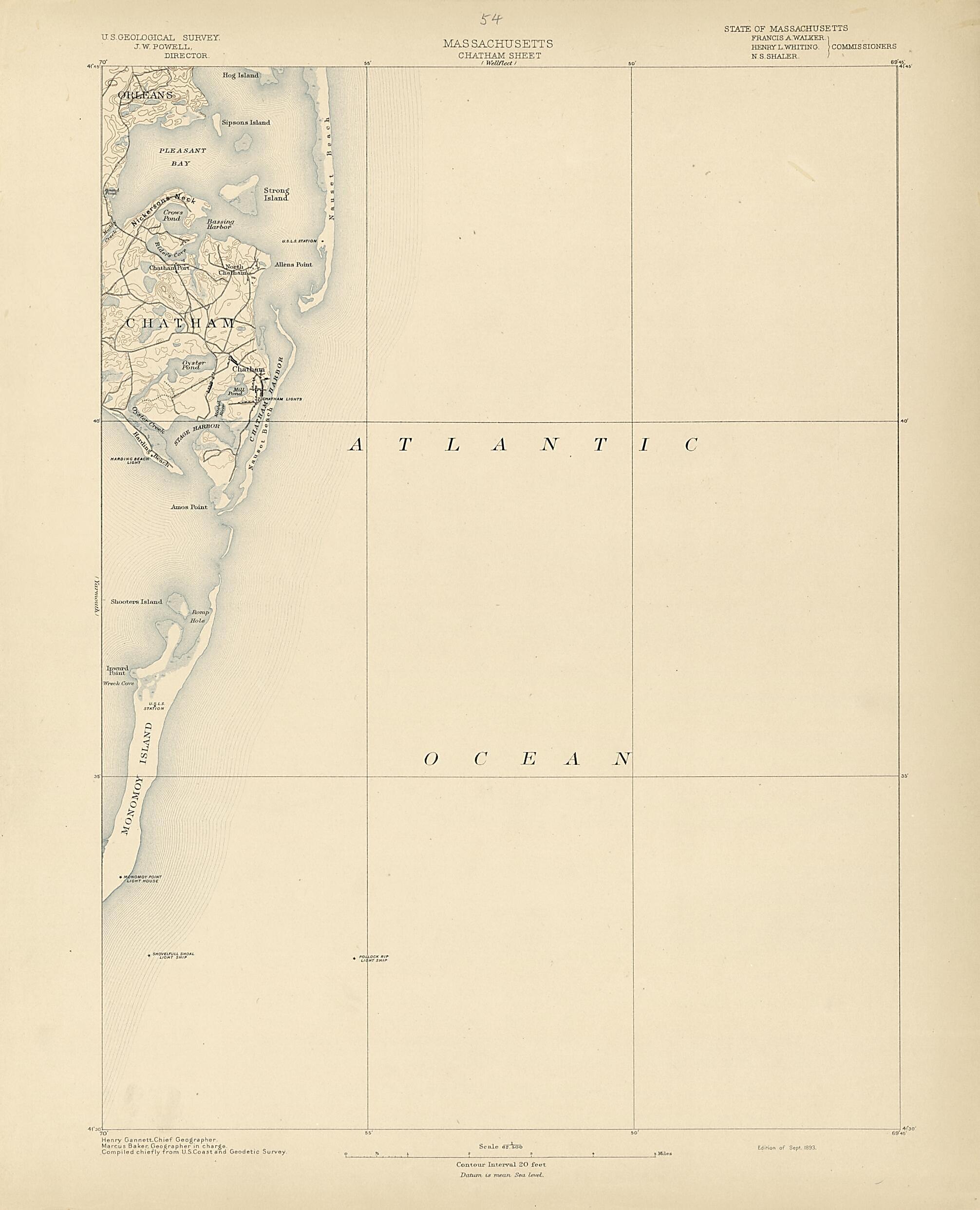 This old map of Massachusetts - Chatham Sheet from Atlas of Massachusetts, 1884-from 1890 from 1890 was created by Massachusetts. Topographical Survey Commission in 1890