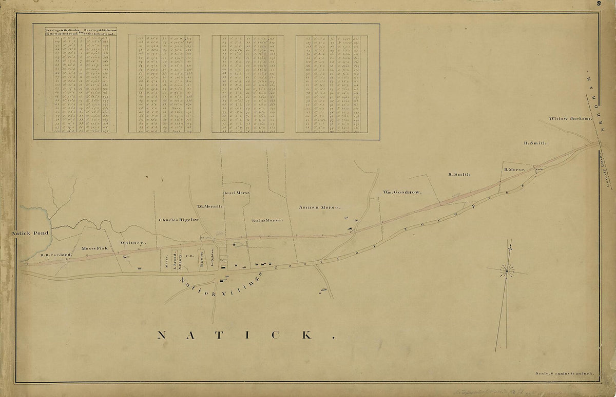 9: Natick from Location of the Boston and Worcester Railroad 1835 1858 by Relic Map Company