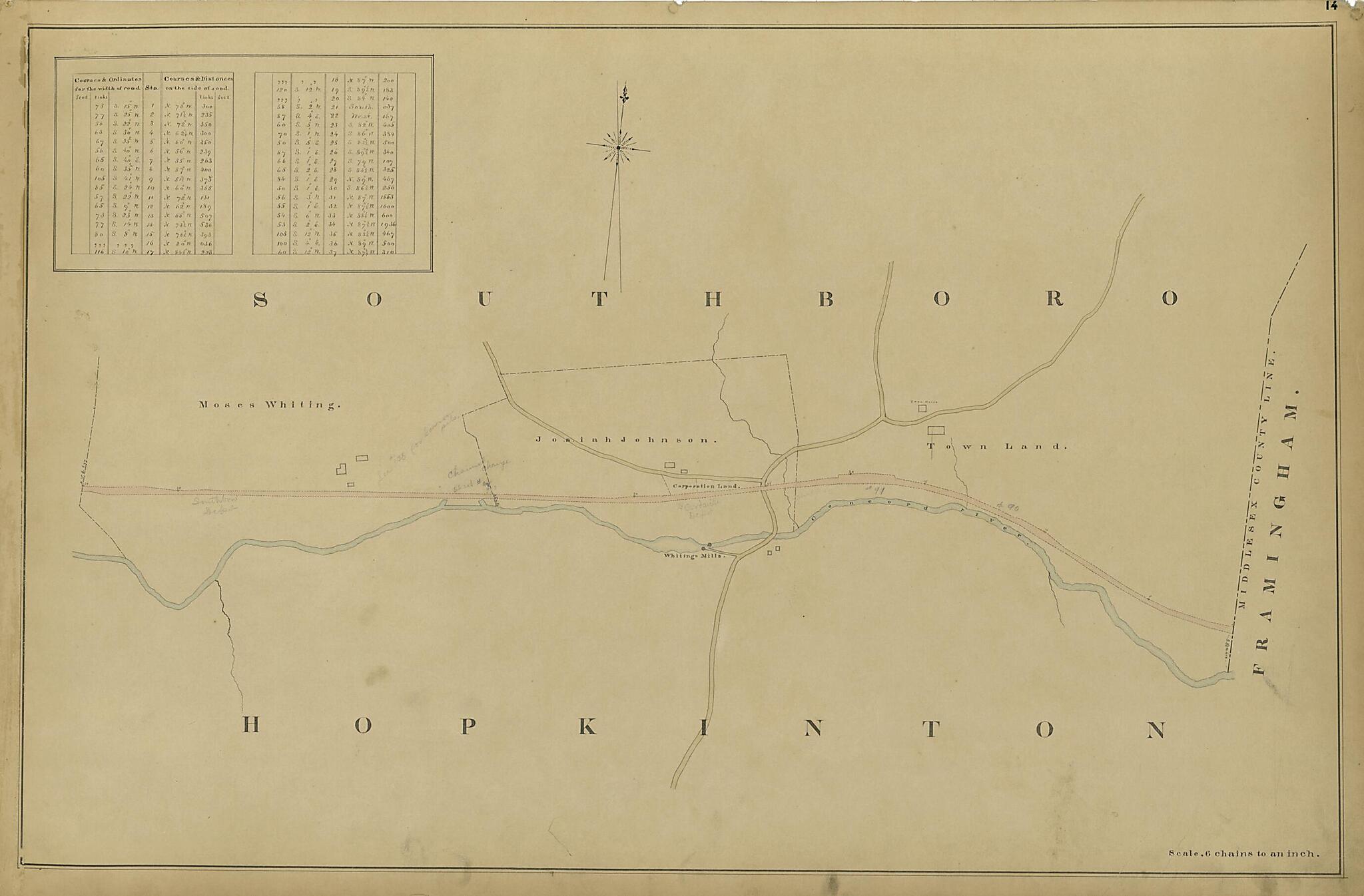 Southboro, Hopkinton from Location of the Boston and Worcester Railroad 1835 1858 by Relic Map Company