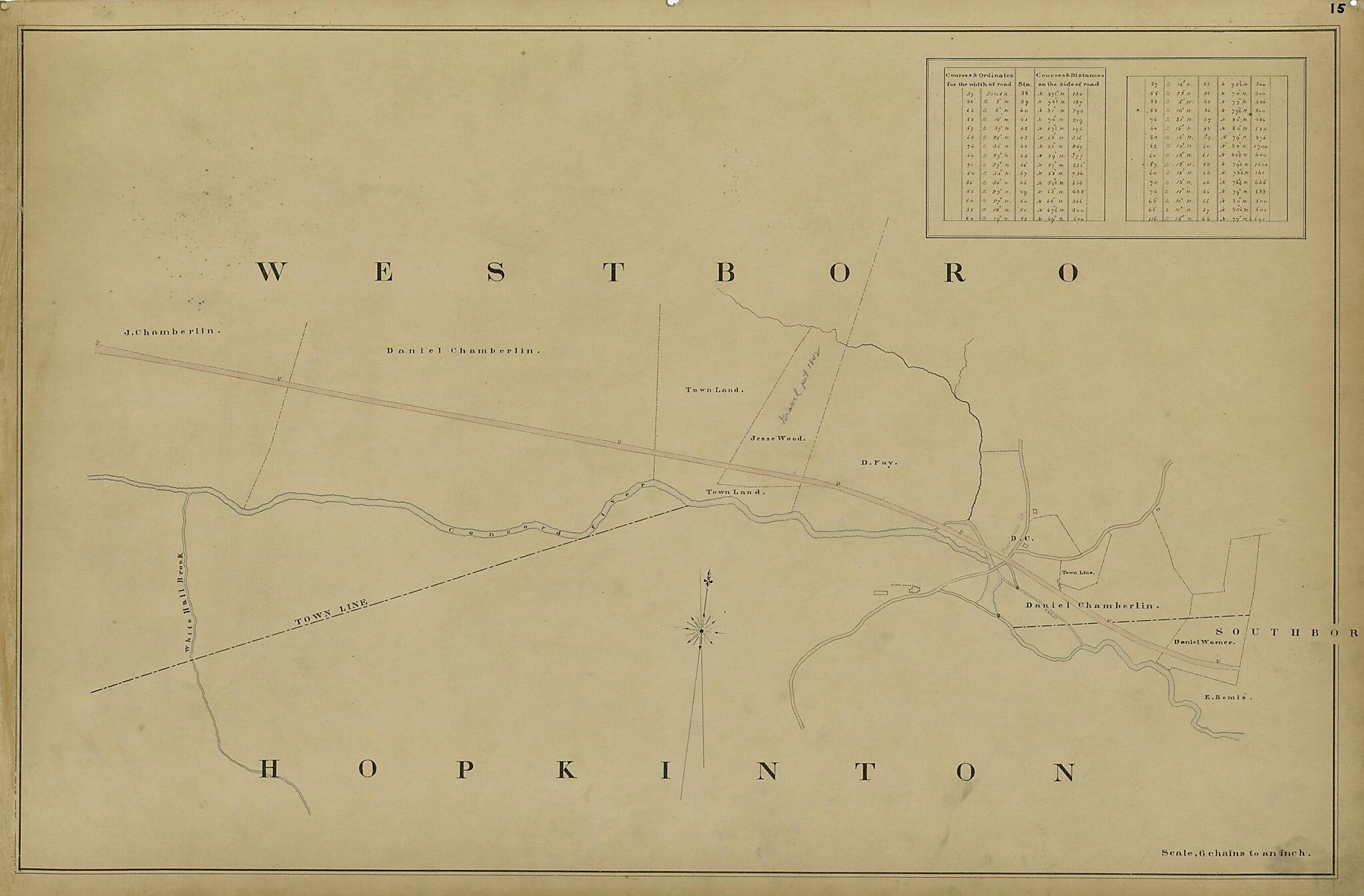 Westboro, Hopkinton from Location of the Boston and Worcester Railroad 1835 1858 by Relic Map Company