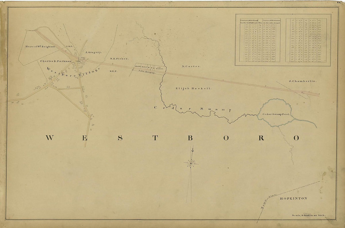 16: Westboro from Location of the Boston and Worcester Railroad 1835 1858 by Relic Map Company