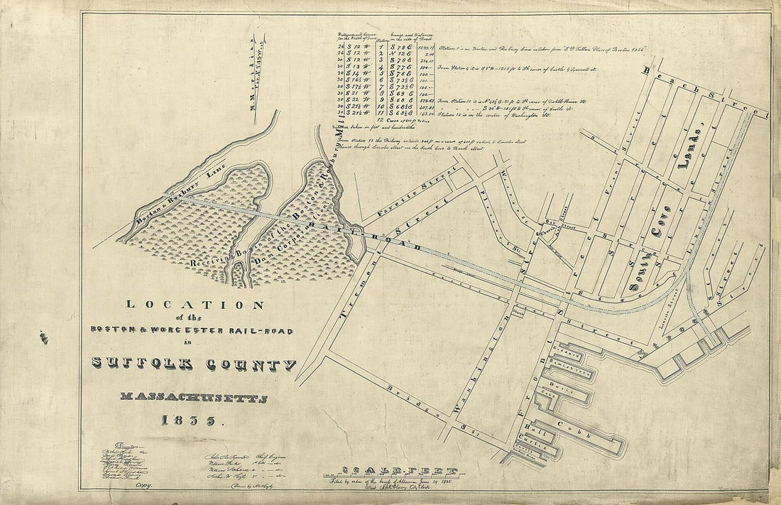 This old map of Location of the Boston & Worchester Rail-Road In Suffolk County, Massachusetts from Location of the Boston and Worcester Railroad 1835 from 1858 was created by Edward Southwick Philbrick in 1858