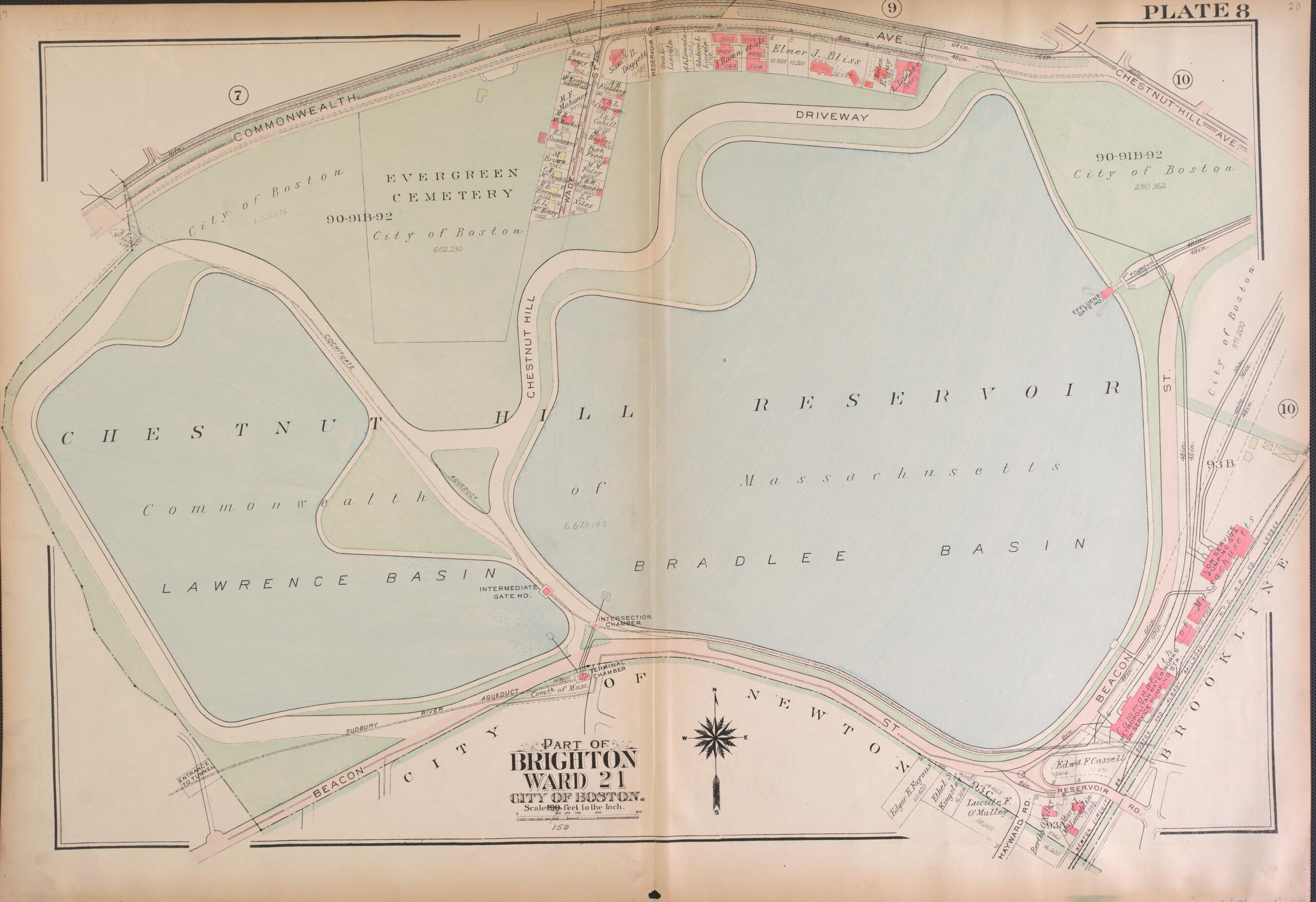 This old map of Part of Brighton, Ward 21 - Plate 8 from Atlas of the City of Boston, Brighton from 1925 was created by G.W. Bromley & Co in 1925