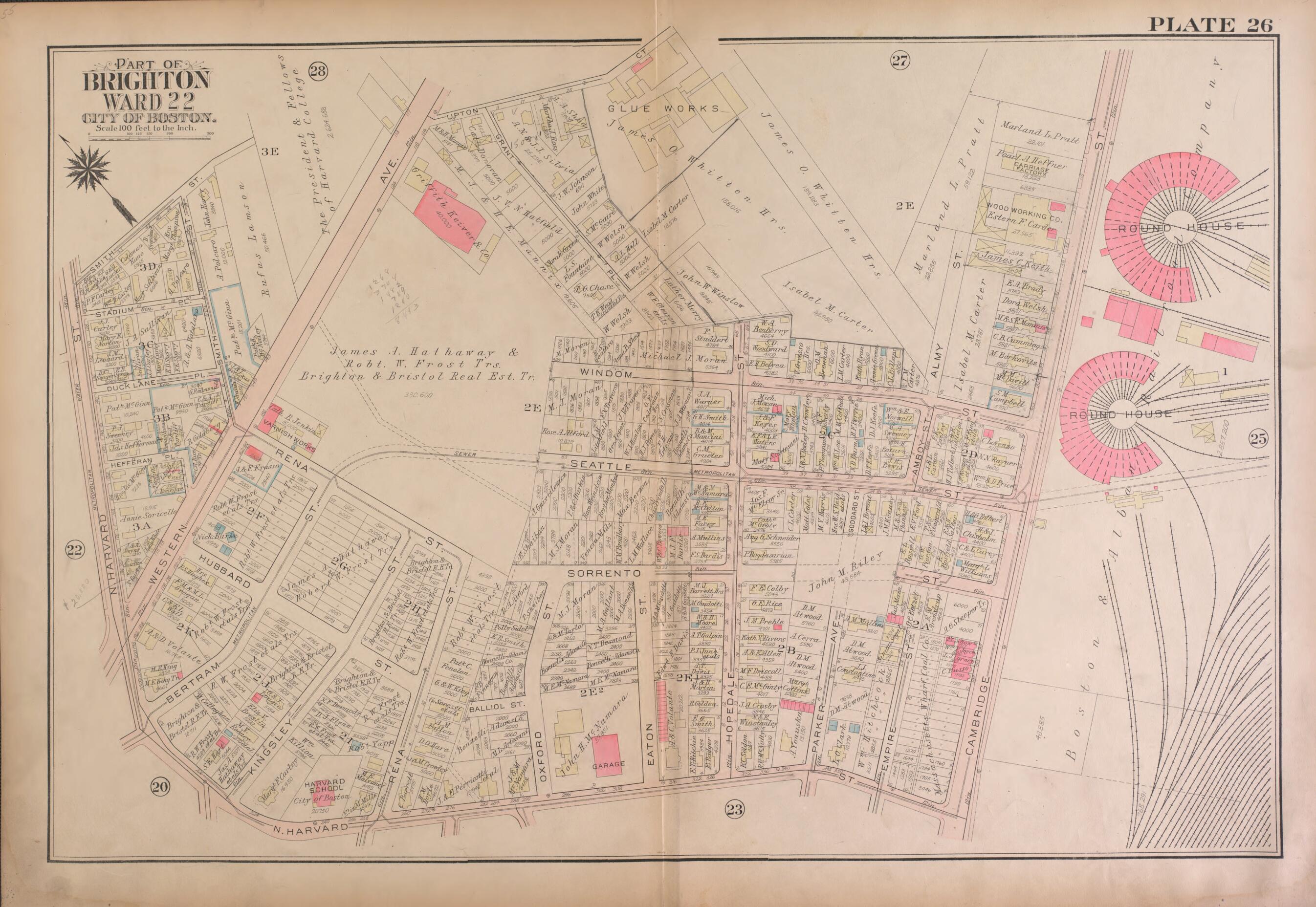 This old map of Part of Brighton, Ward 22 - Plate 26 from Atlas of the City of Boston, Brighton from 1925 was created by G.W. Bromley & Co in 1925