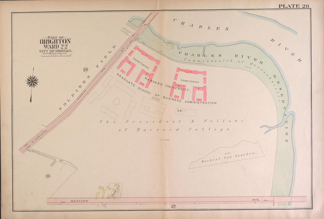 This old map of Part of Brighton, Ward 22 - Plate 28 from Atlas of the City of Boston, Brighton from 1925 was created by G.W. Bromley & Co in 1925