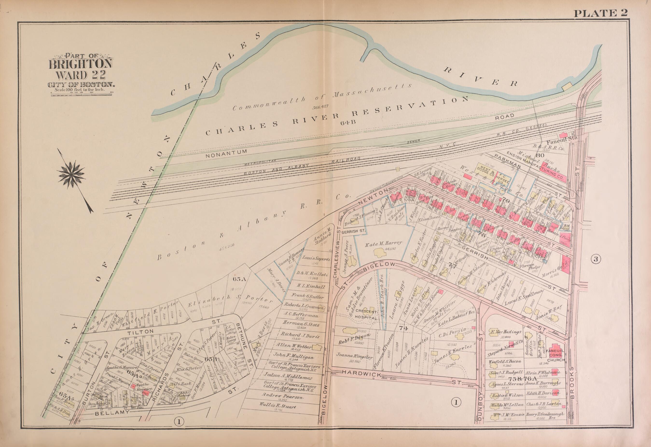 This old map of Part of Brighton- Plate 2 from Atlas of the City of Boston, Brighton from 1925 was created by G.W. Bromley & Co in 1925