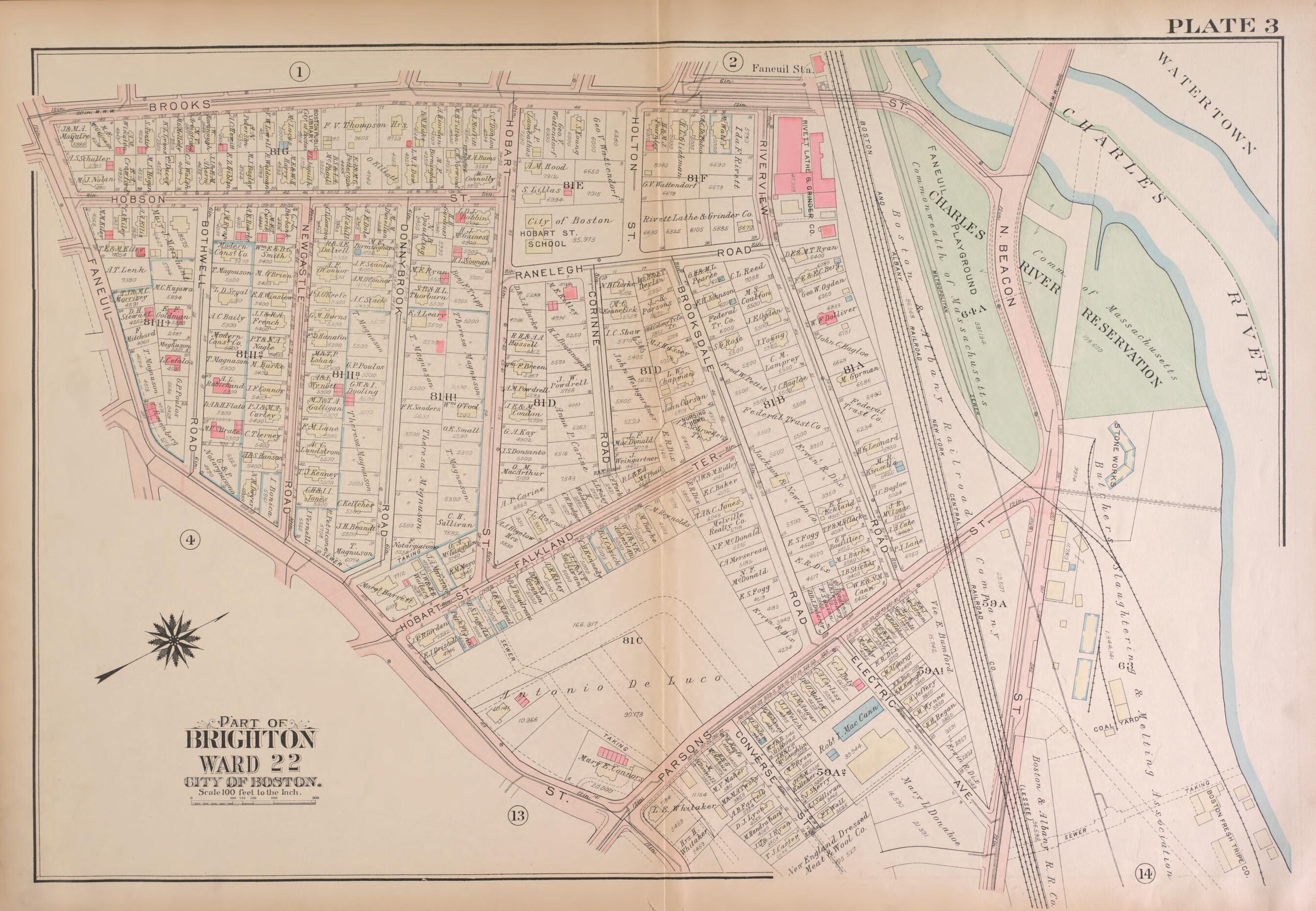 This old map of Part of Brighton- Plate 3 from Atlas of the City of Boston, Brighton from 1925 was created by G.W. Bromley & Co in 1925