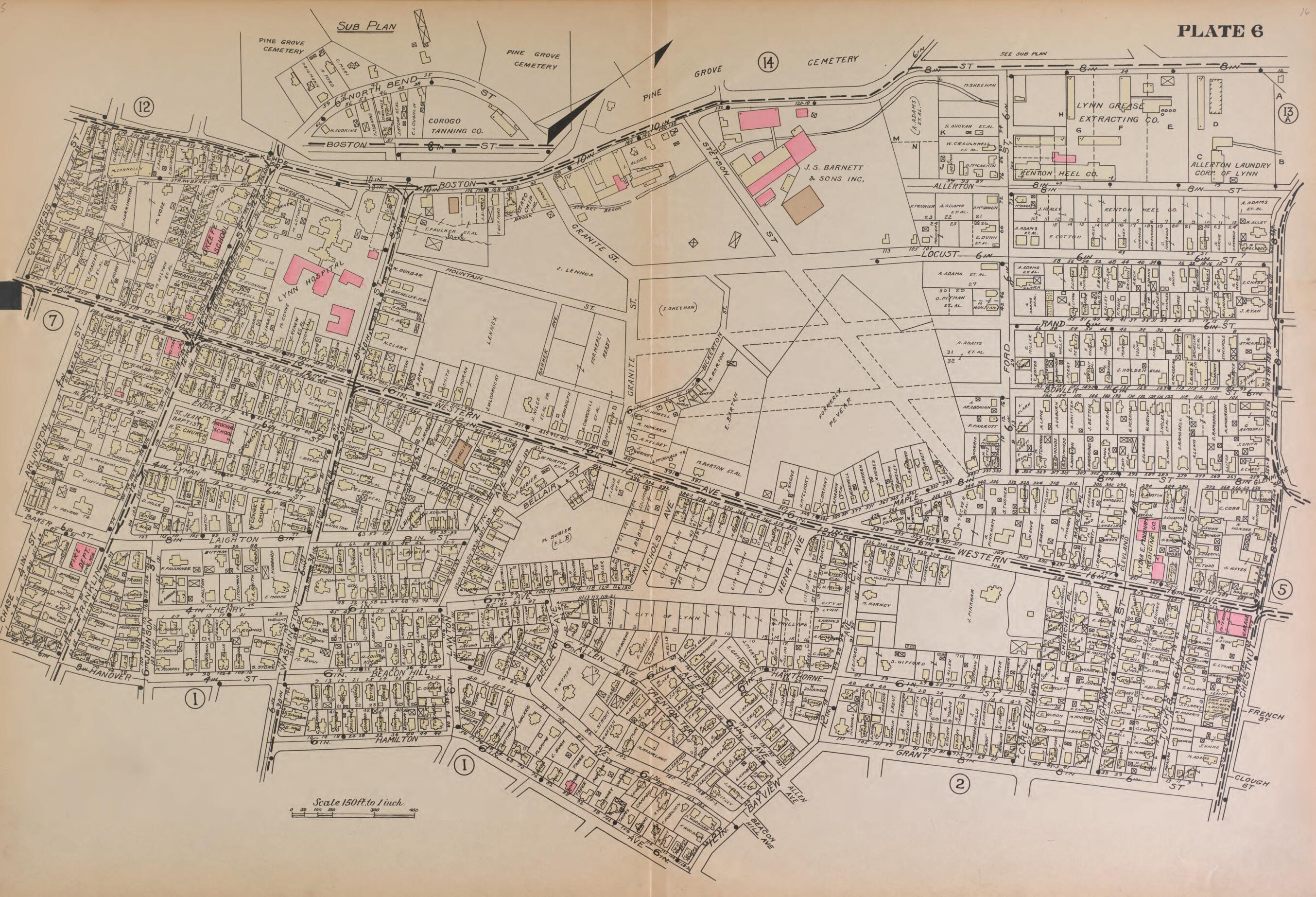 This old map of Lynn, Plate 6 from Atlas of the City of Lynn and the Towns of Swampscott, Saugus and Nahant, Massachusetts from 1924 was created by Harold H. (Harold Hazen) Richards in 1924