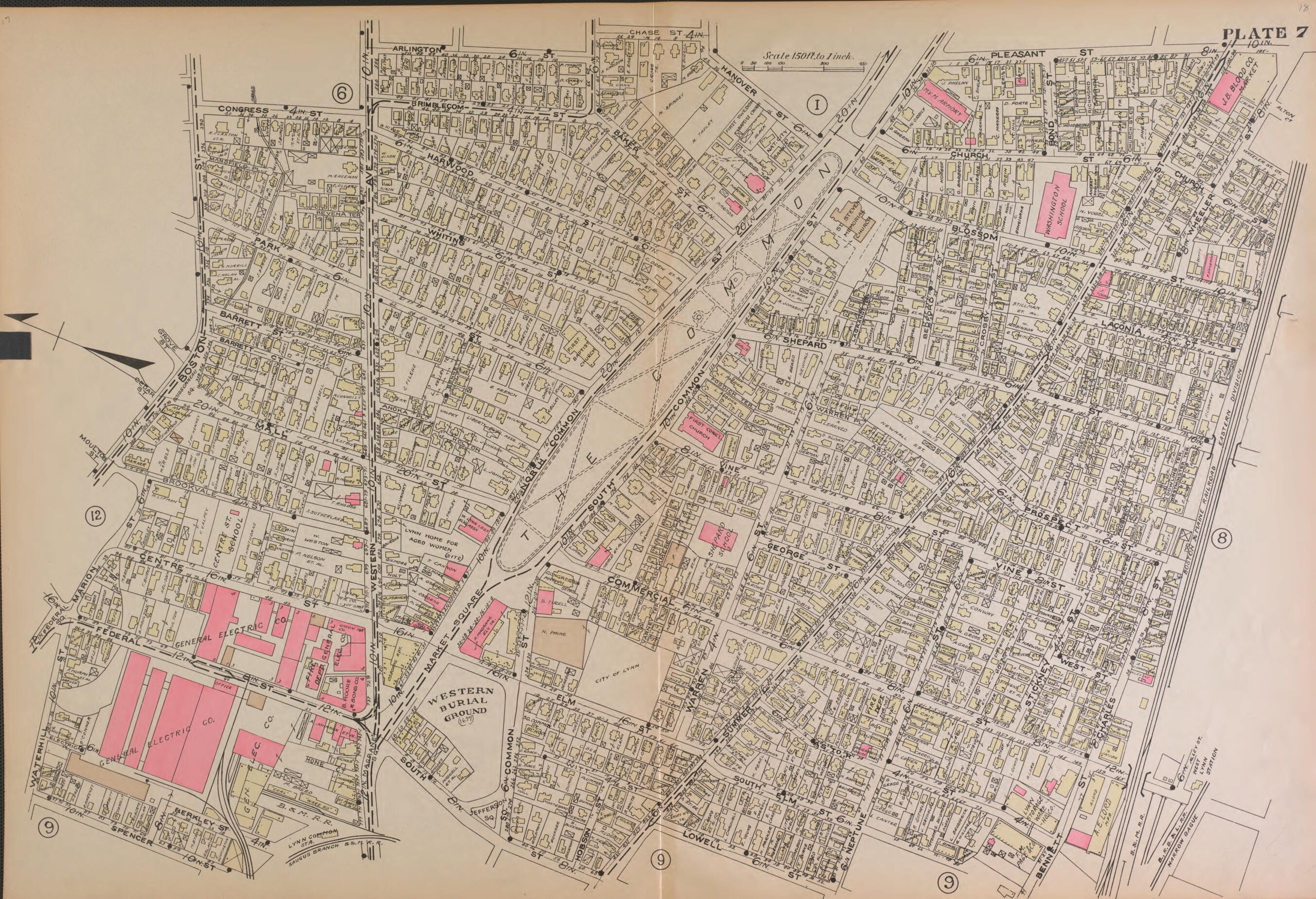 This old map of Lynn, Plate 7 from Atlas of the City of Lynn and the Towns of Swampscott, Saugus and Nahant, Massachusetts from 1924 was created by Harold H. (Harold Hazen) Richards in 1924
