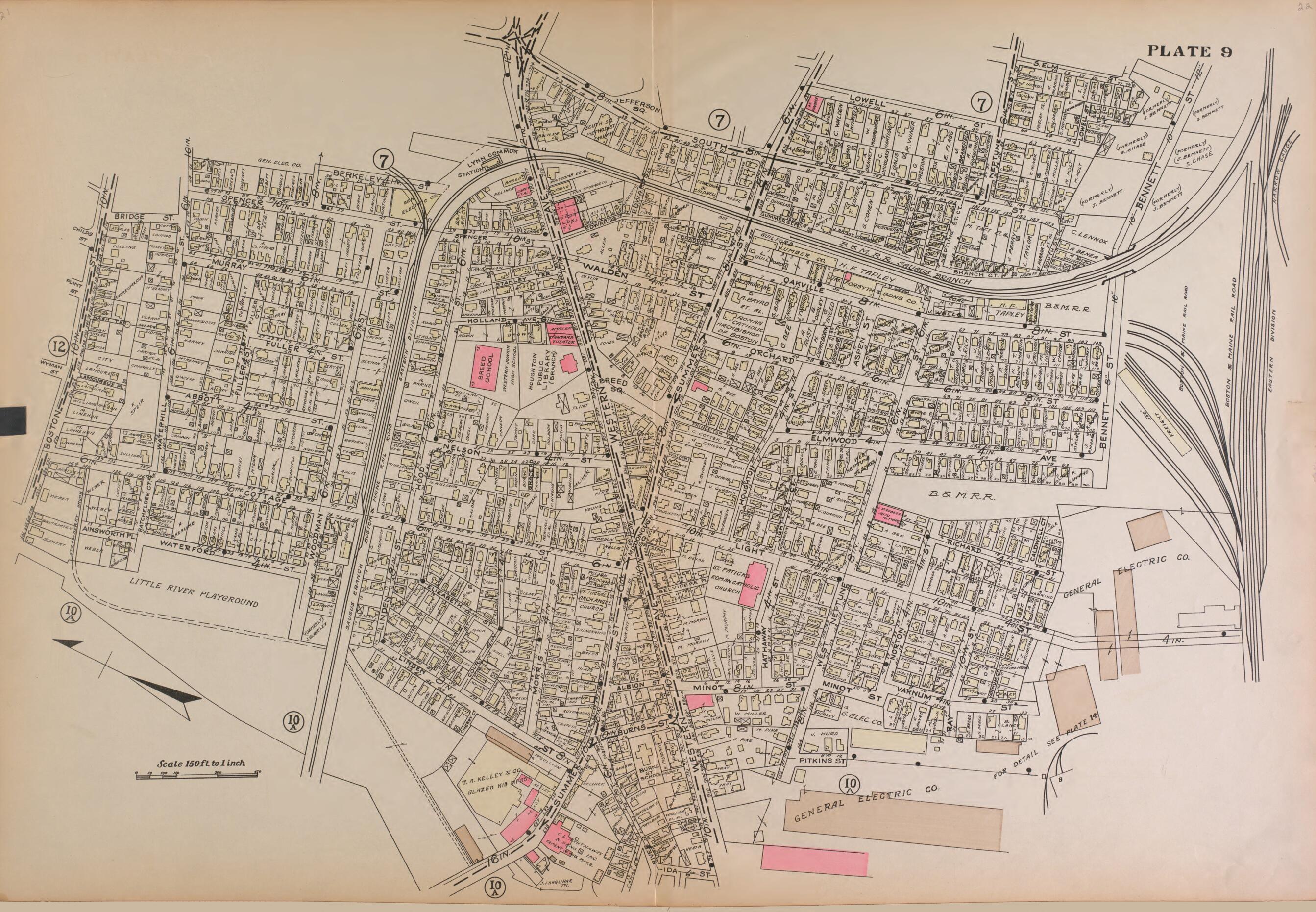 This old map of Lynn, Plate 9 from Atlas of the City of Lynn and the Towns of Swampscott, Saugus and Nahant, Massachusetts from 1924 was created by Harold H. (Harold Hazen) Richards in 1924