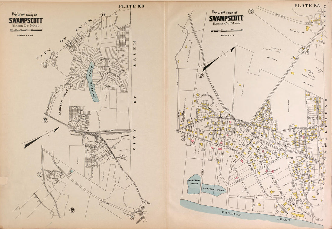 This old map of Swapscott, Plate 16A and 16B from Atlas of the City of Lynn and the Towns of Swampscott, Saugus and Nahant, Massachusetts from 1924 was created by Harold H. (Harold Hazen) Richards in 1924