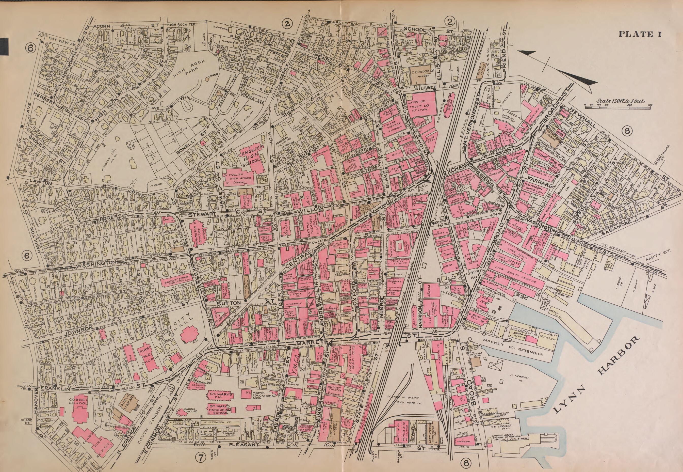 This old map of Lynn, Plate 1--continued from Atlas of the City of Lynn and the Towns of Swampscott, Saugus and Nahant, Massachusetts from 1924 was created by Harold H. (Harold Hazen) Richards in 1924