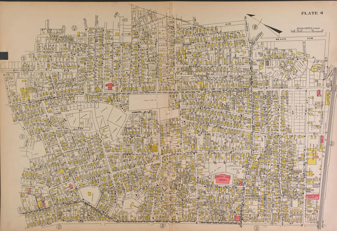 This old map of Lynn, Plate 4 from Atlas of the City of Lynn and the Towns of Swampscott, Saugus and Nahant, Massachusetts from 1924 was created by Harold H. (Harold Hazen) Richards in 1924