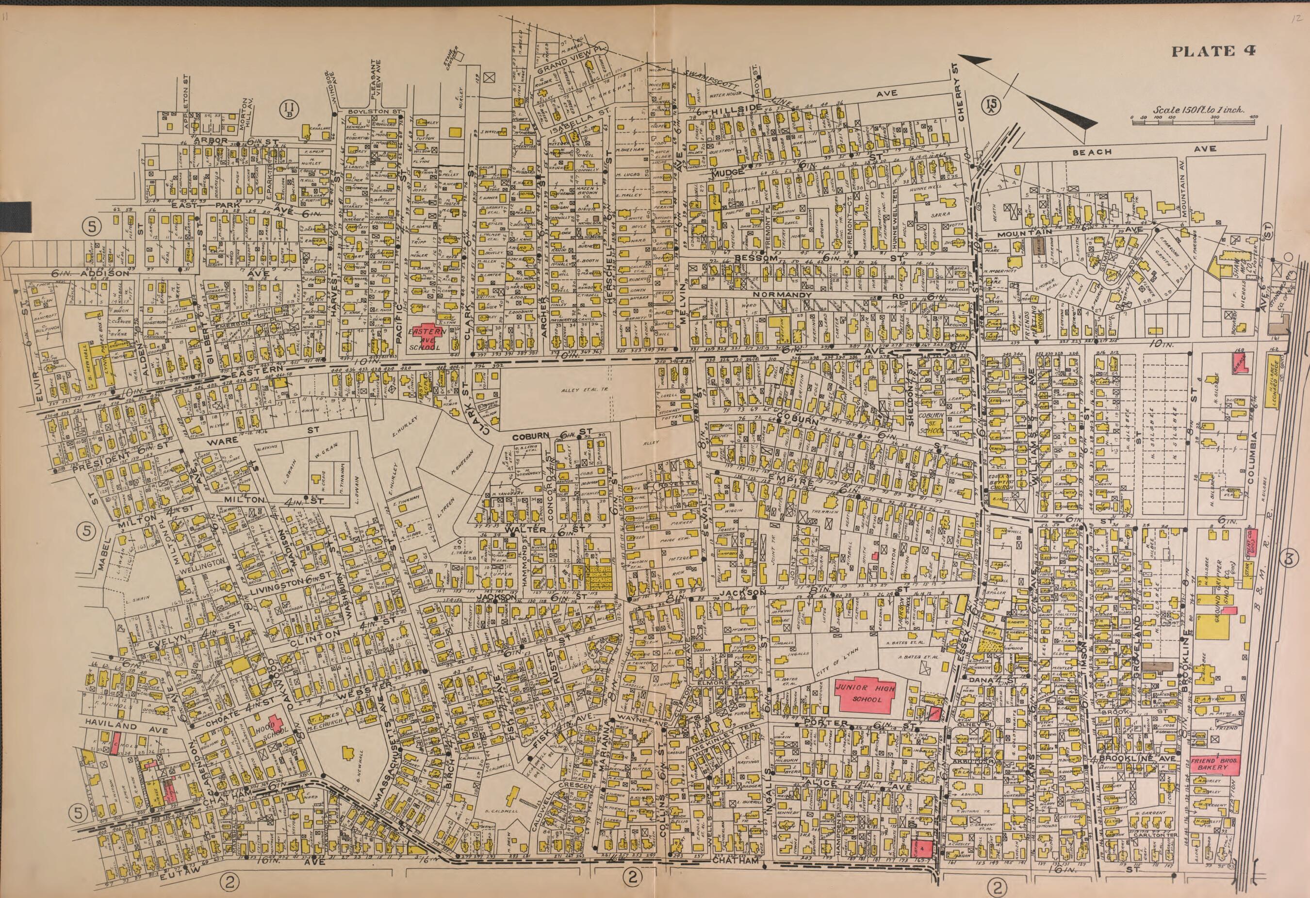 This old map of Lynn, Plate 4 from Atlas of the City of Lynn and the Towns of Swampscott, Saugus and Nahant, Massachusetts from 1924 was created by Harold H. (Harold Hazen) Richards in 1924