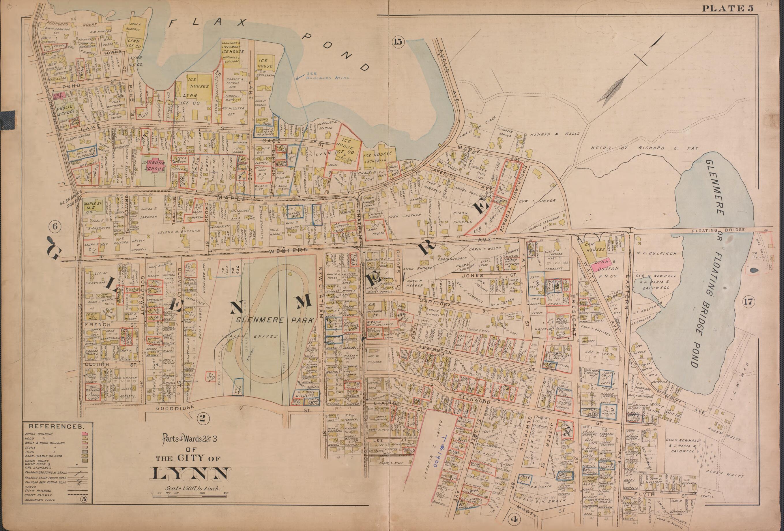 This old map of Lynn--Plate 5 from Atlas of the City of Lynn, Massachusetts from 1897 was created by D. J. Lake in 1897