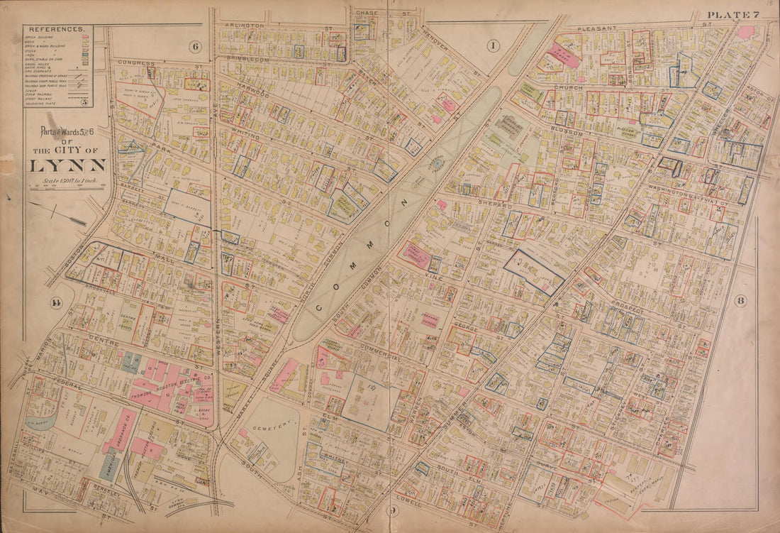 This old map of Lynn--Plate 7 from Atlas of the City of Lynn, Massachusetts from 1897 was created by D. J. Lake in 1897