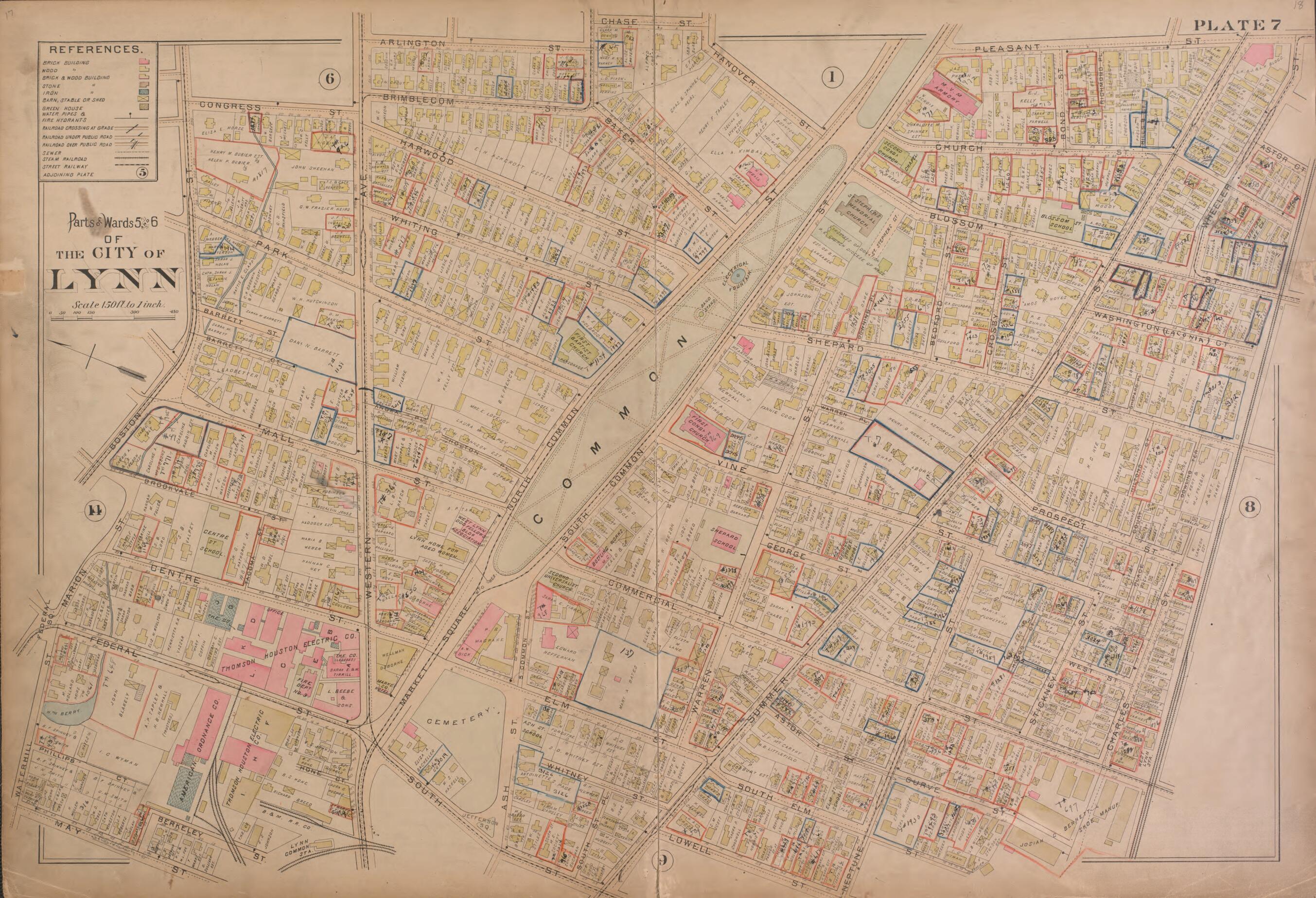 This old map of Lynn--Plate 7 from Atlas of the City of Lynn, Massachusetts from 1897 was created by D. J. Lake in 1897