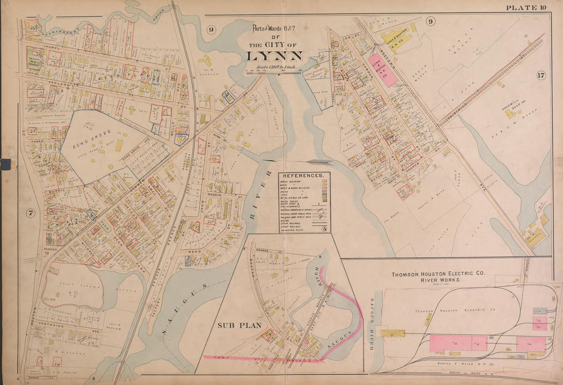 This old map of Lynn--Plate 10 from Atlas of the City of Lynn, Massachusetts from 1897 was created by D. J. Lake in 1897