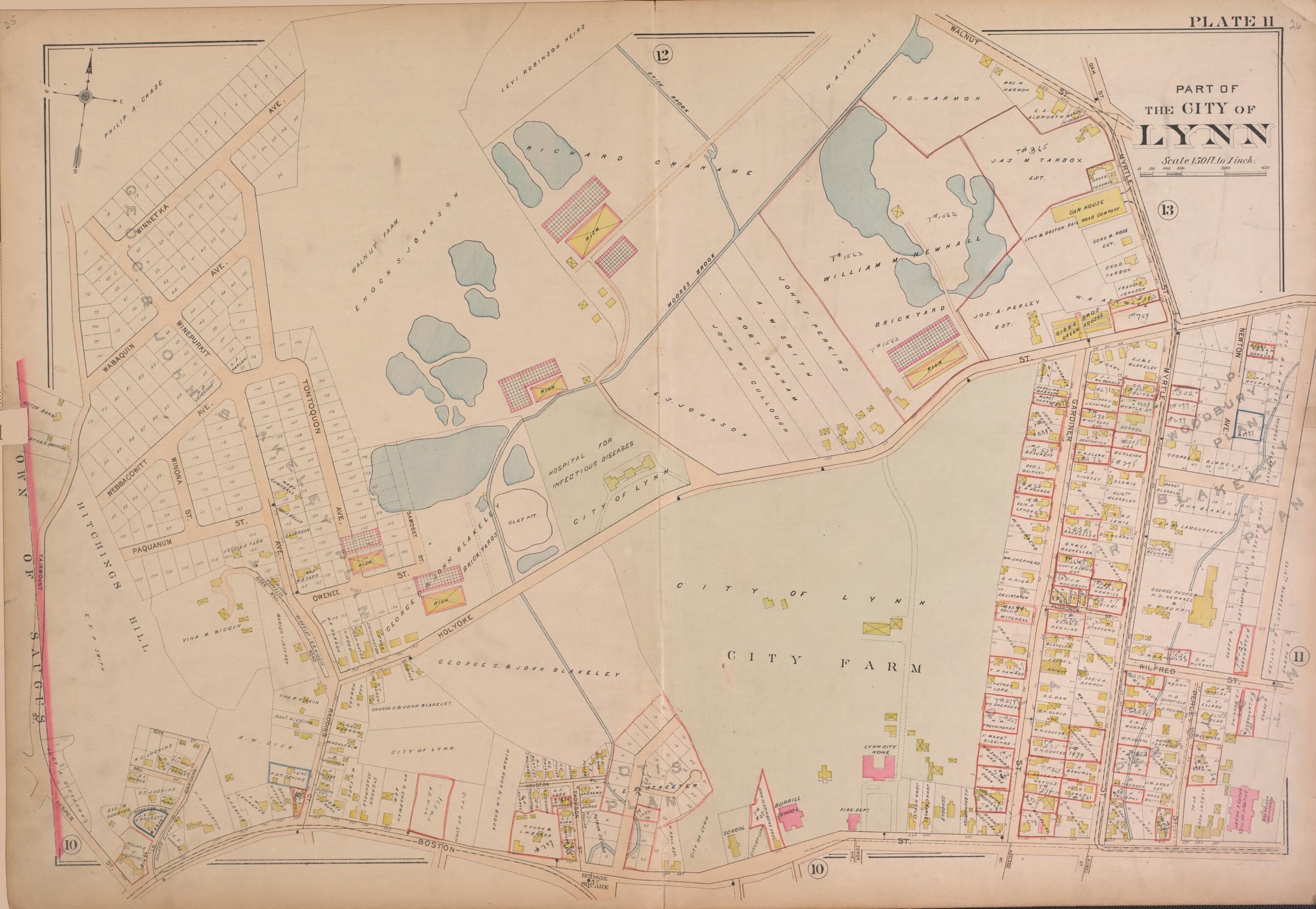 This old map of Lynn--Plate 11 from Atlas of the City of Lynn, Massachusetts from 1897 was created by D. J. Lake in 1897