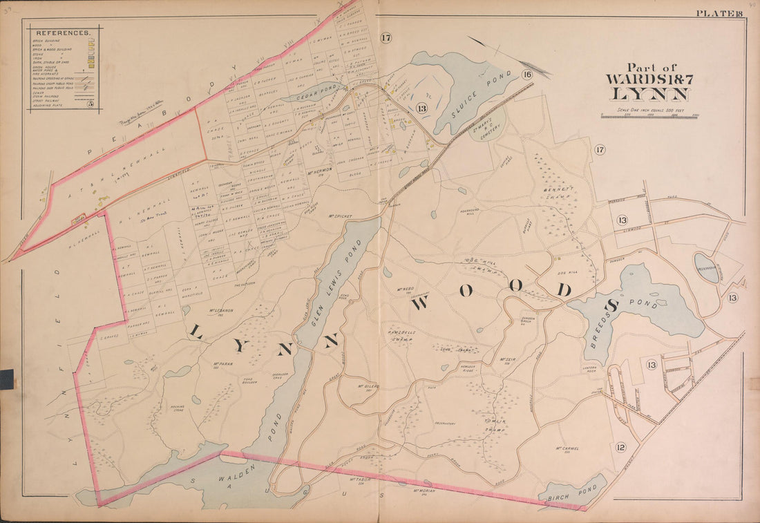 This old map of Lynn--Plate 18 from Atlas of the City of Lynn, Massachusetts from 1897 was created by D. J. Lake in 1897