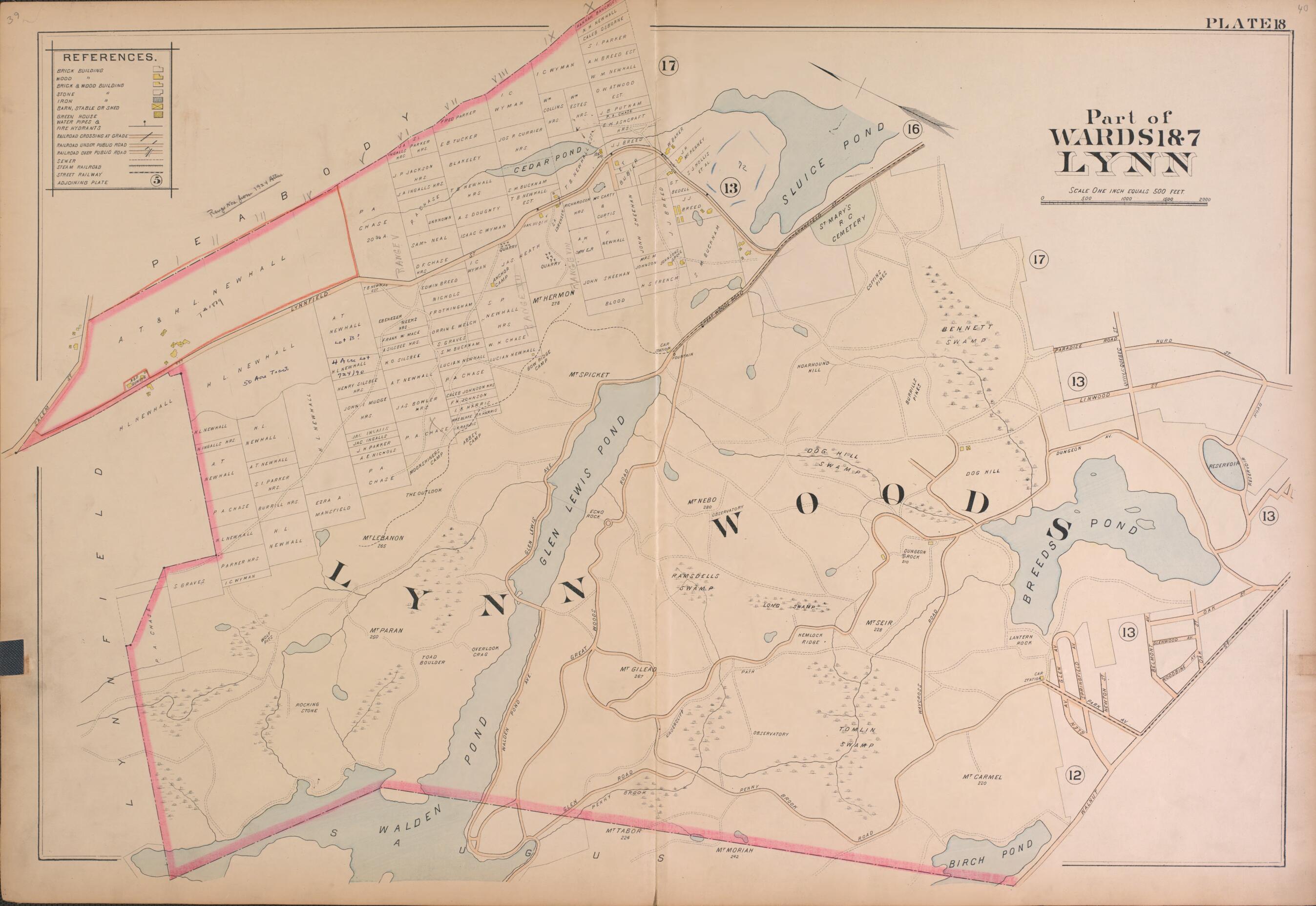 This old map of Lynn--Plate 18 from Atlas of the City of Lynn, Massachusetts from 1897 was created by D. J. Lake in 1897
