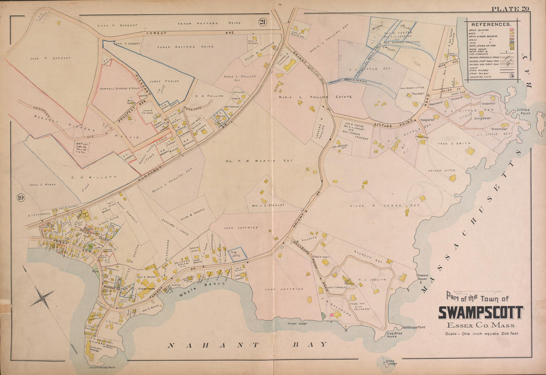 This old map of Swampscott--Plate 20 from Atlas of the City of Lynn, Massachusetts from 1897 was created by D. J. Lake in 1897