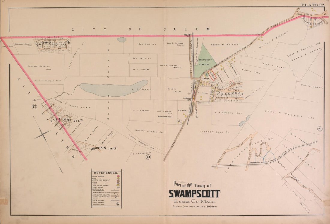 This old map of Swampscott--Plate 22 from Atlas of the City of Lynn, Massachusetts from 1897 was created by D. J. Lake in 1897
