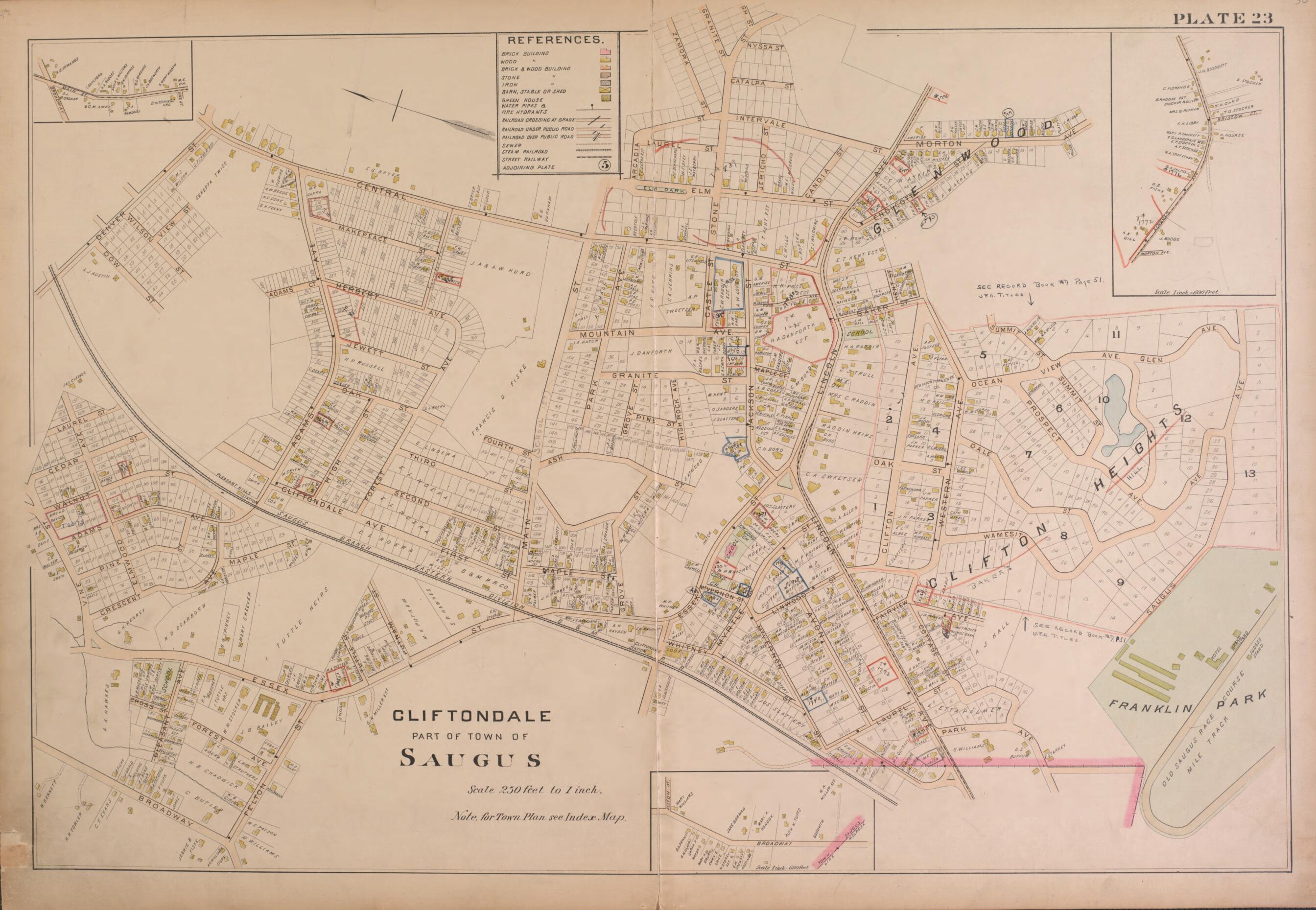 This old map of Cliftondale/ Saugus--Plate 23 from Atlas of the City of Lynn, Massachusetts from 1897 was created by D. J. Lake in 1897