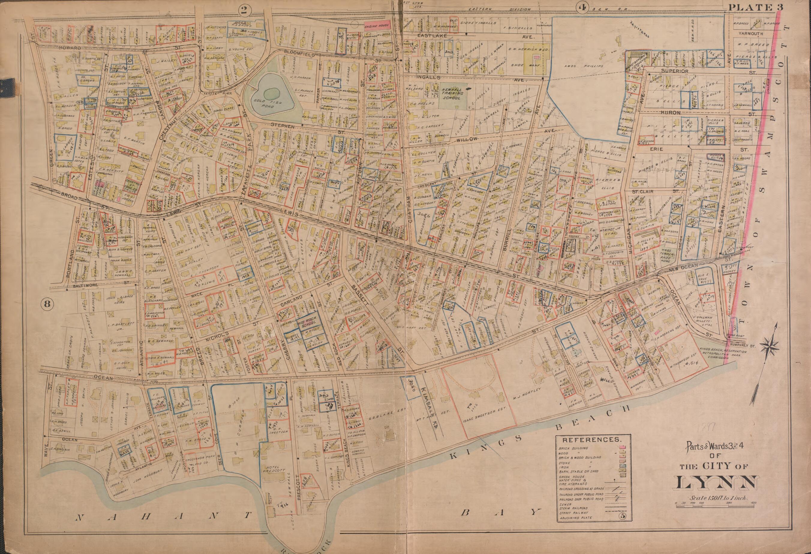 This old map of Lynn--Plate 3 from Atlas of the City of Lynn, Massachusetts from 1897 was created by D. J. Lake in 1897