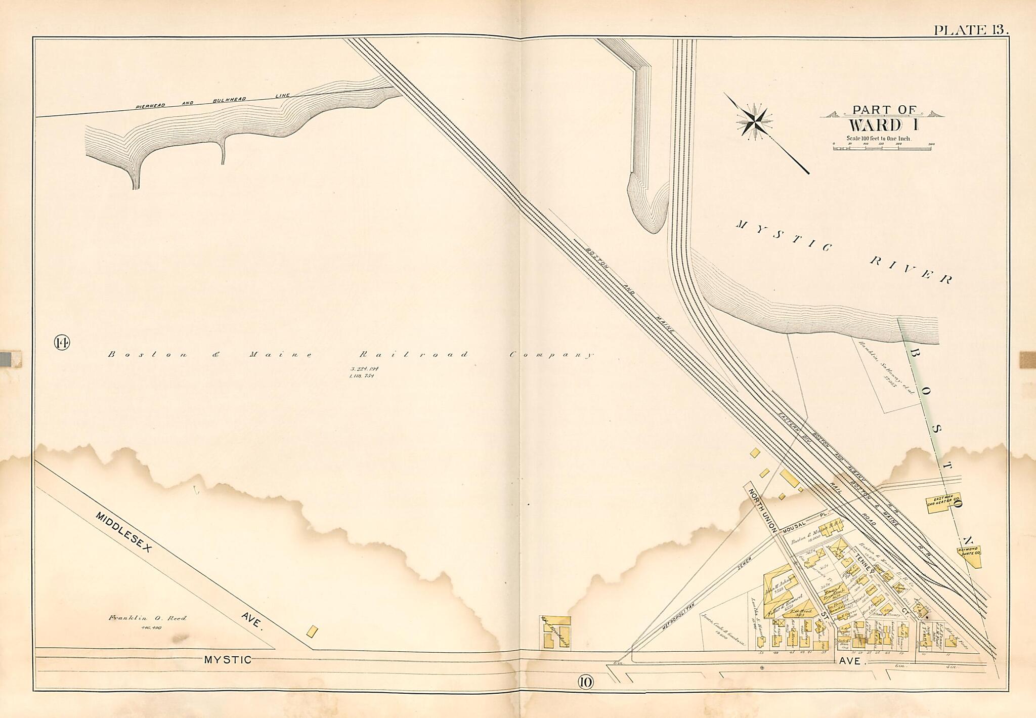 This old map of Part of Ward 1 - Plate 13 from Atlas of the City of Somerville, Massachusetts from 1895 was created by G.W. Bromley & Co in 1895