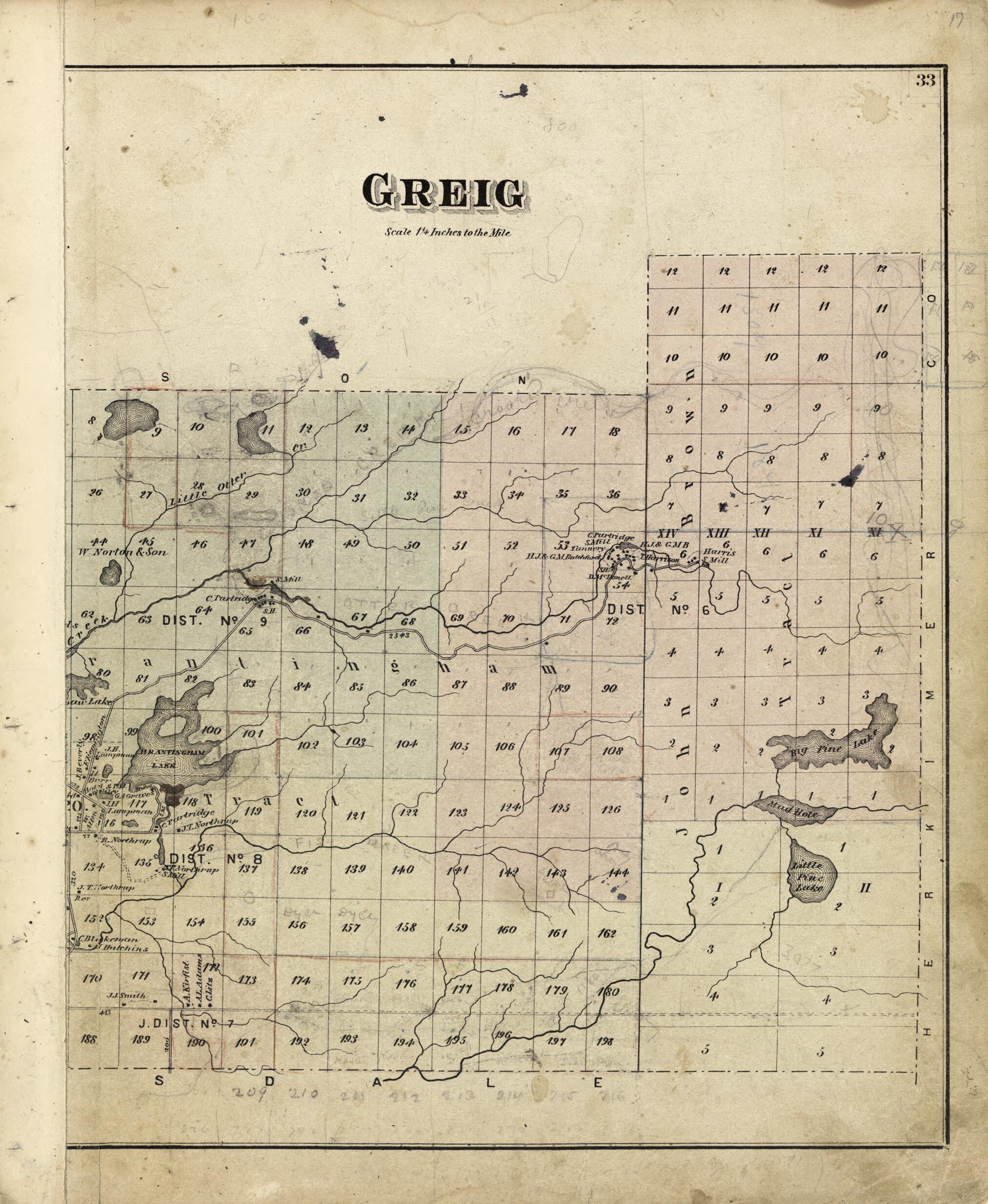 This old map of Greig from Atlas of Lewis County, New York from 1875 was created by Worley & Bracher in 1875