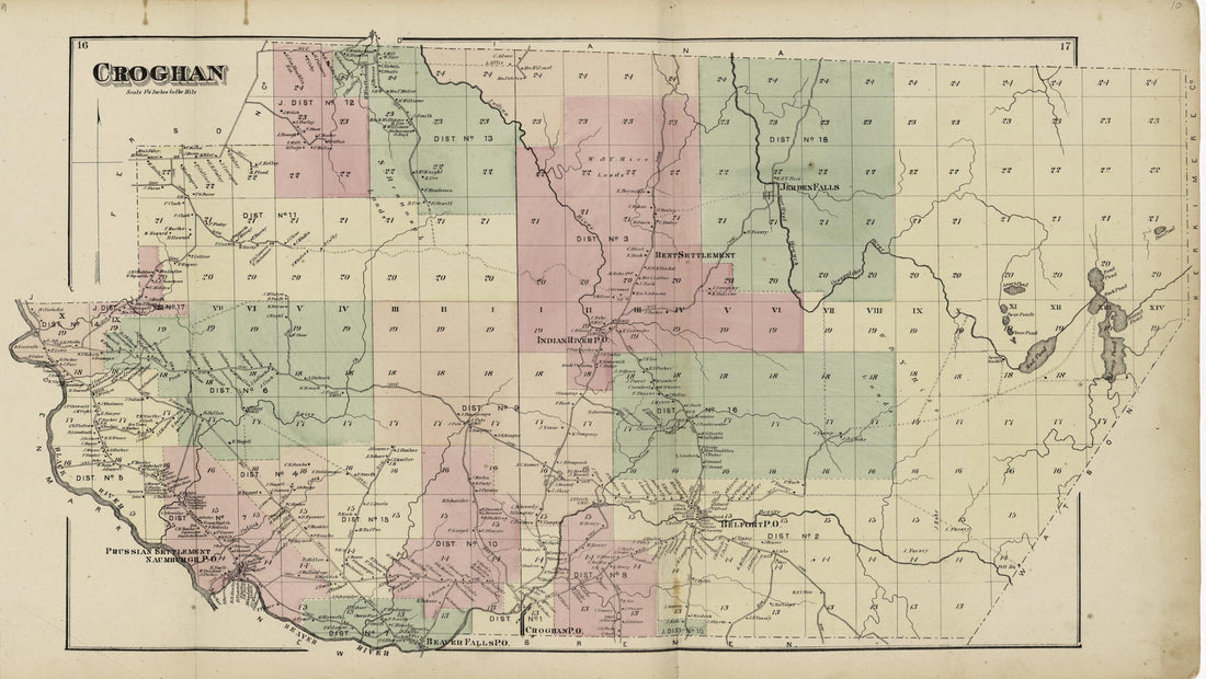 This old map of Croghan from Atlas of Lewis County, New York from 1875 was created by Worley & Bracher in 1875