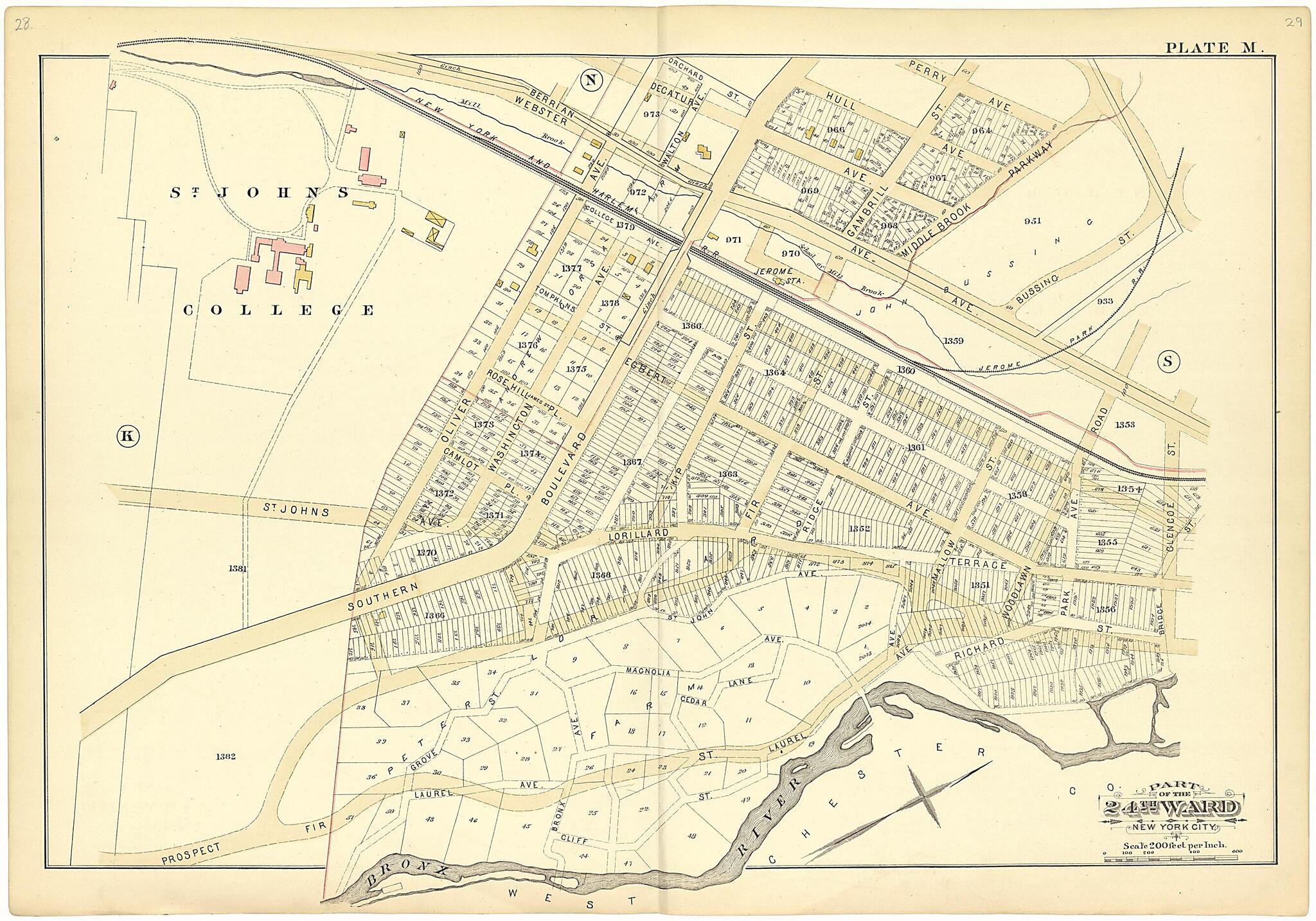 This old map of Part of the 24th Ward New York City - Plate M from Atlas of the Twenty Fourth Ward, New York City from 1882 was created by A. H. (August H.) Mueller in 1882