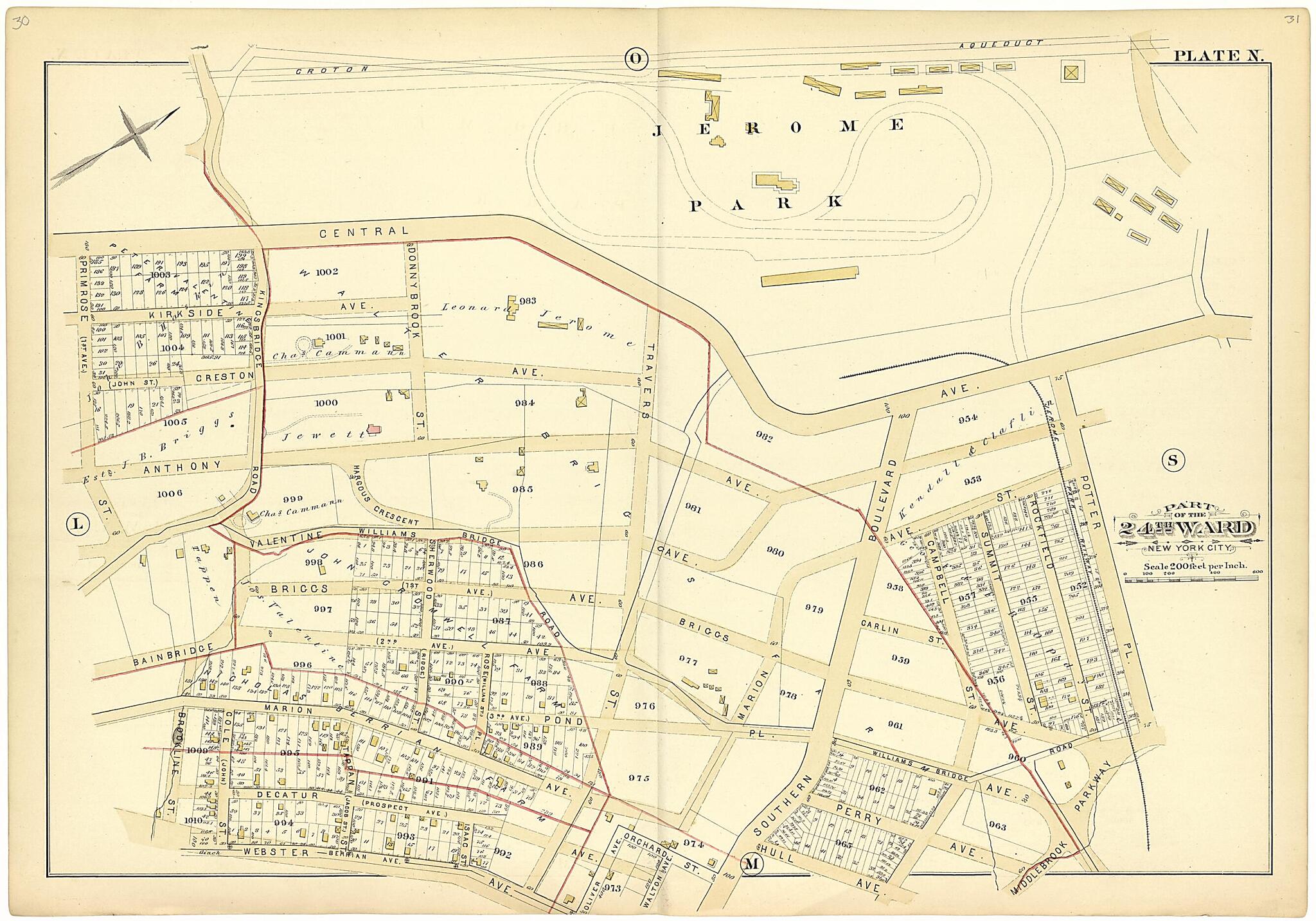 This old map of Part of the 24th Ward New York City - Plate N from Atlas of the Twenty Fourth Ward, New York City from 1882 was created by A. H. (August H.) Mueller in 1882