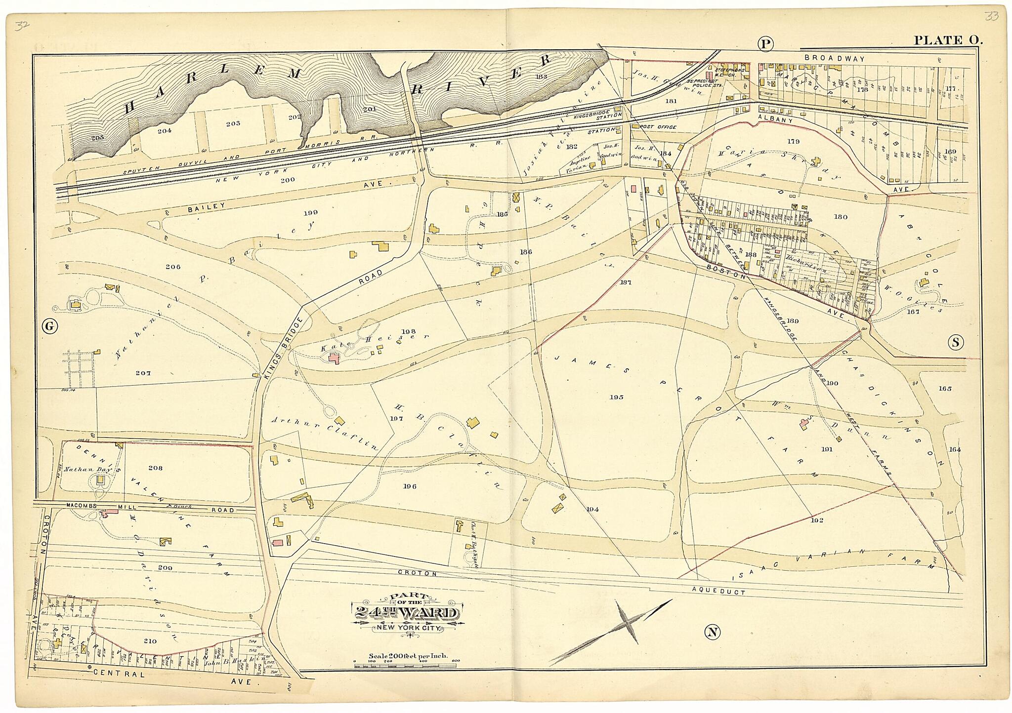 This old map of Part of the 24th Ward New York City - Plate O from Atlas of the Twenty Fourth Ward, New York City from 1882 was created by A. H. (August H.) Mueller in 1882