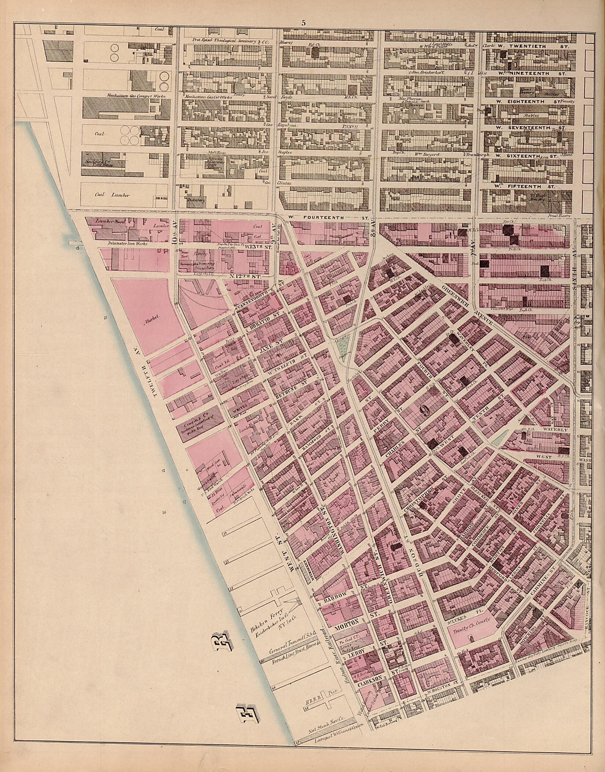 Plate 5 from Plan of New York City from the Battery to Spuyten Duyvil Creek 1866 by Relic Map Company