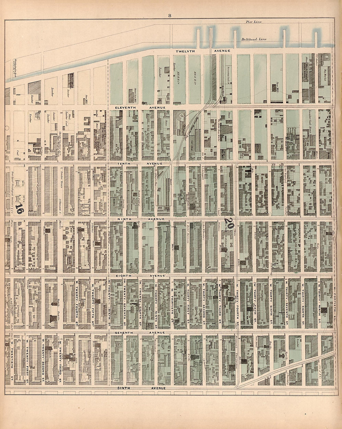 Plate 8 from Plan of New York City from the Battery to Spuyten Duyvil Creek 1866 by Relic Map Company